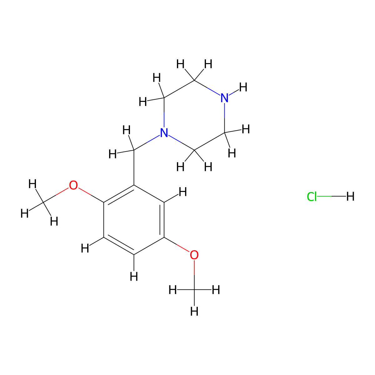 1-((2,5-Dimethoxyphenyl)methyl)piperazine hydrochloride molecular structure, CAS 374897-99-1