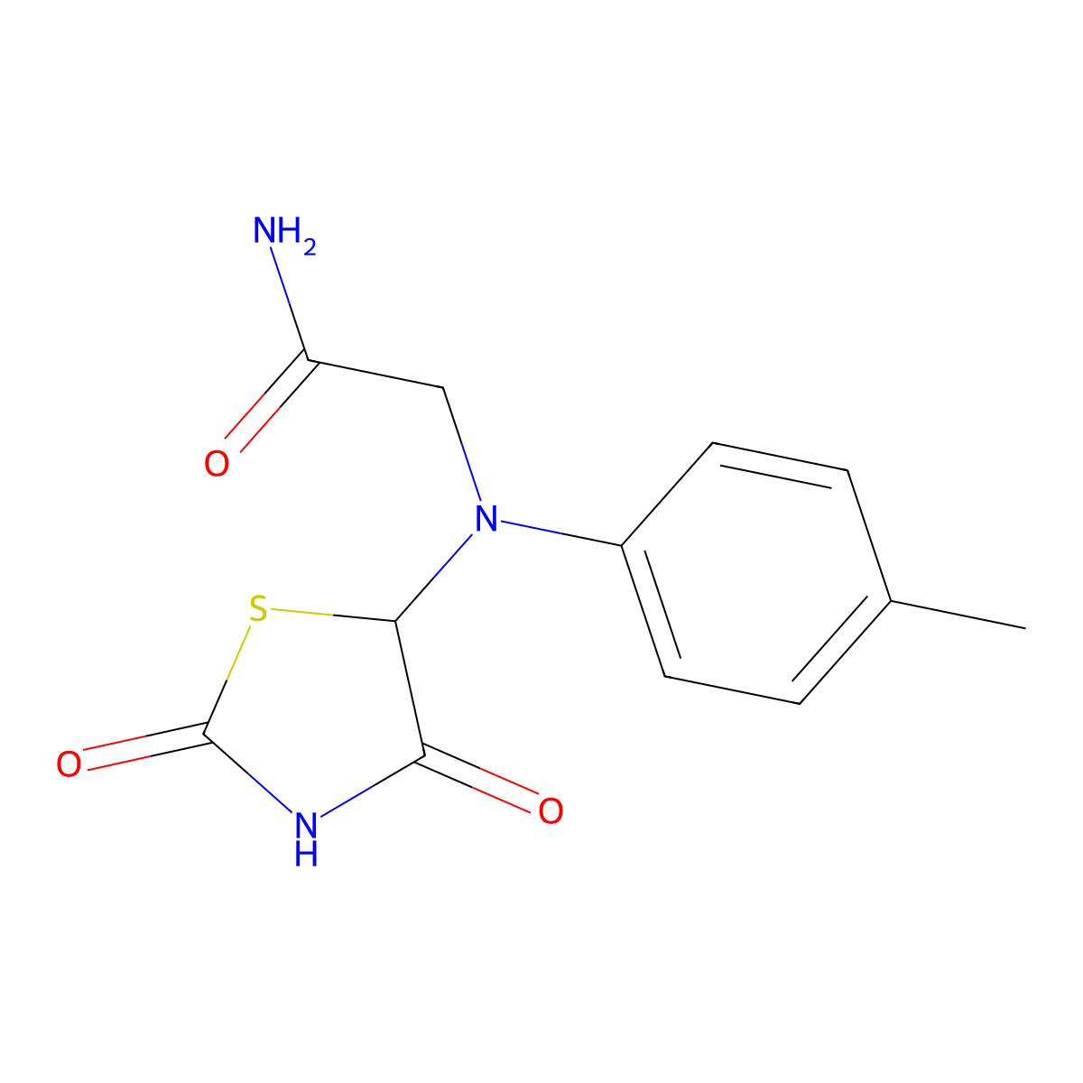 2-[(2,4-Dioxo-thiazolidin-5-yl)-p-tolyl-amino]-acetamide molecular structure, CAS 374902-30-4