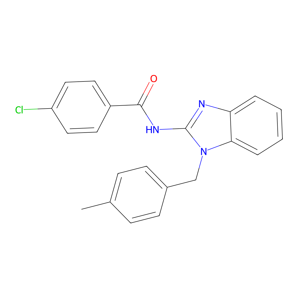 4-chloro-N-[1-[(4-methylphenyl)methyl]benzimidazol-2-yl]benzamide molecular structure, CAS 374907-73-0