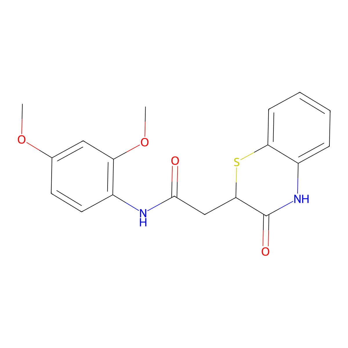 N-(2,4-dimethoxyphenyl)-2-(3-oxo-3,4-dihydro-2H-1,4-benzothiazin-2-yl)acetamide molecular structure, CAS 374908-11-9