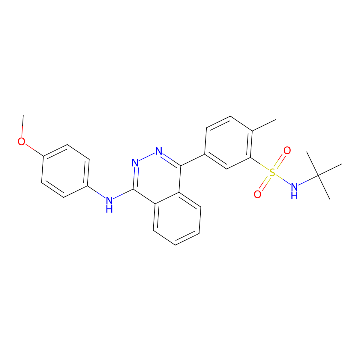 N-tert-butyl-5-[4-(4-methoxyanilino)phthalazin-1-yl]-2-methylbenzenesulfonamide molecular structure, CAS 374908-25-5
