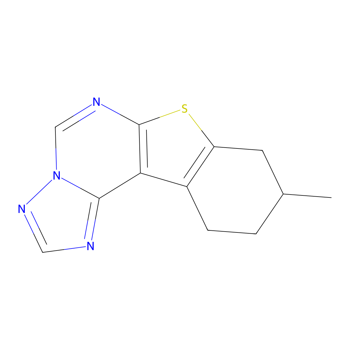 9-Methyl-8,9,10,11-tetrahydro[1]benzothieno[3,2-e][1,2,4]triazolo[1,5-c]pyrimidine molecular structure, CAS 374909-05-4