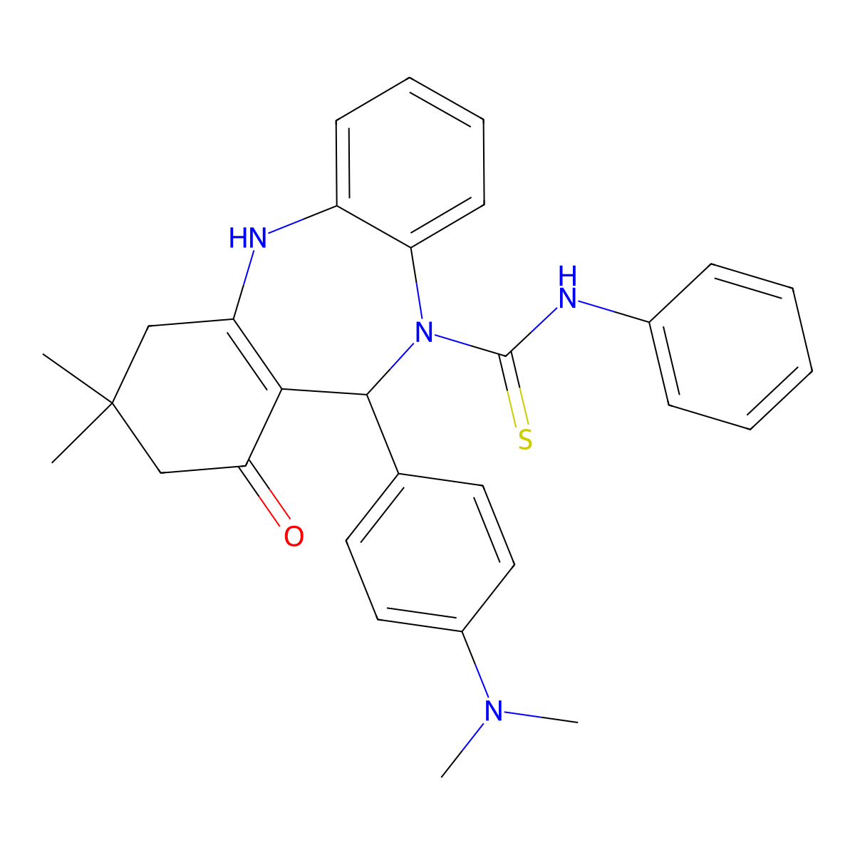 11-[4-(dimethylamino)phenyl]-3,3-dimethyl-1-oxo-N-phenyl-1,2,3,4,5,11-hexahydro-10H-dibenzo[b,e][1,4]diazepine-10-carbothioamide molecular structure, CAS 374909-53-2