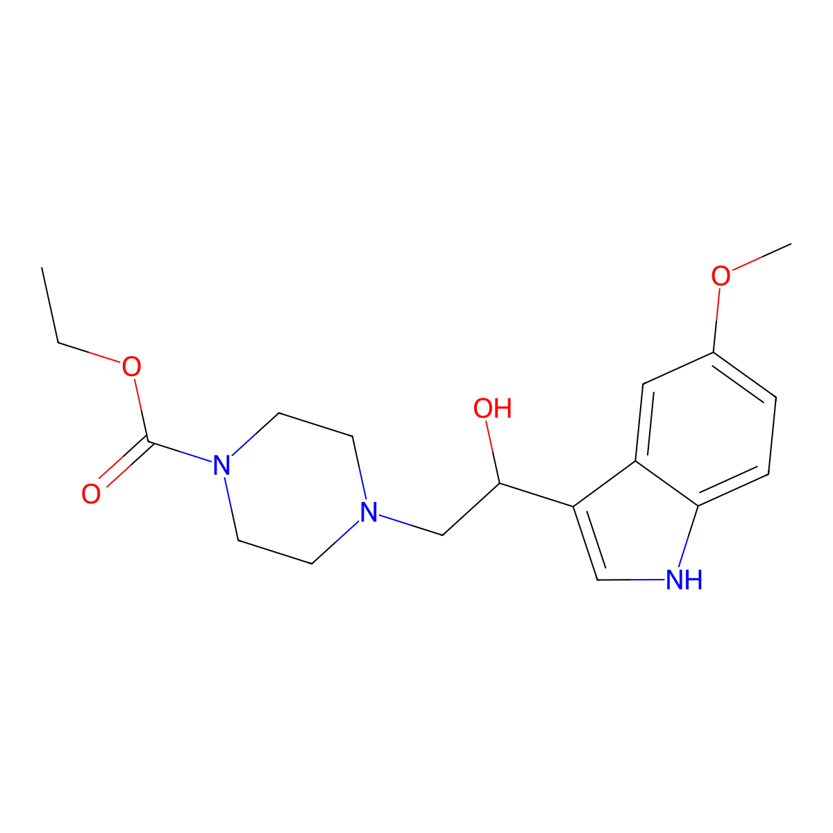 Ethyl 4-[2-hydroxy-2-(5-methoxy-1H-indol-3-yl)ethyl]-1-piperazinecarboxylate molecular structure, CAS 374909-95-2