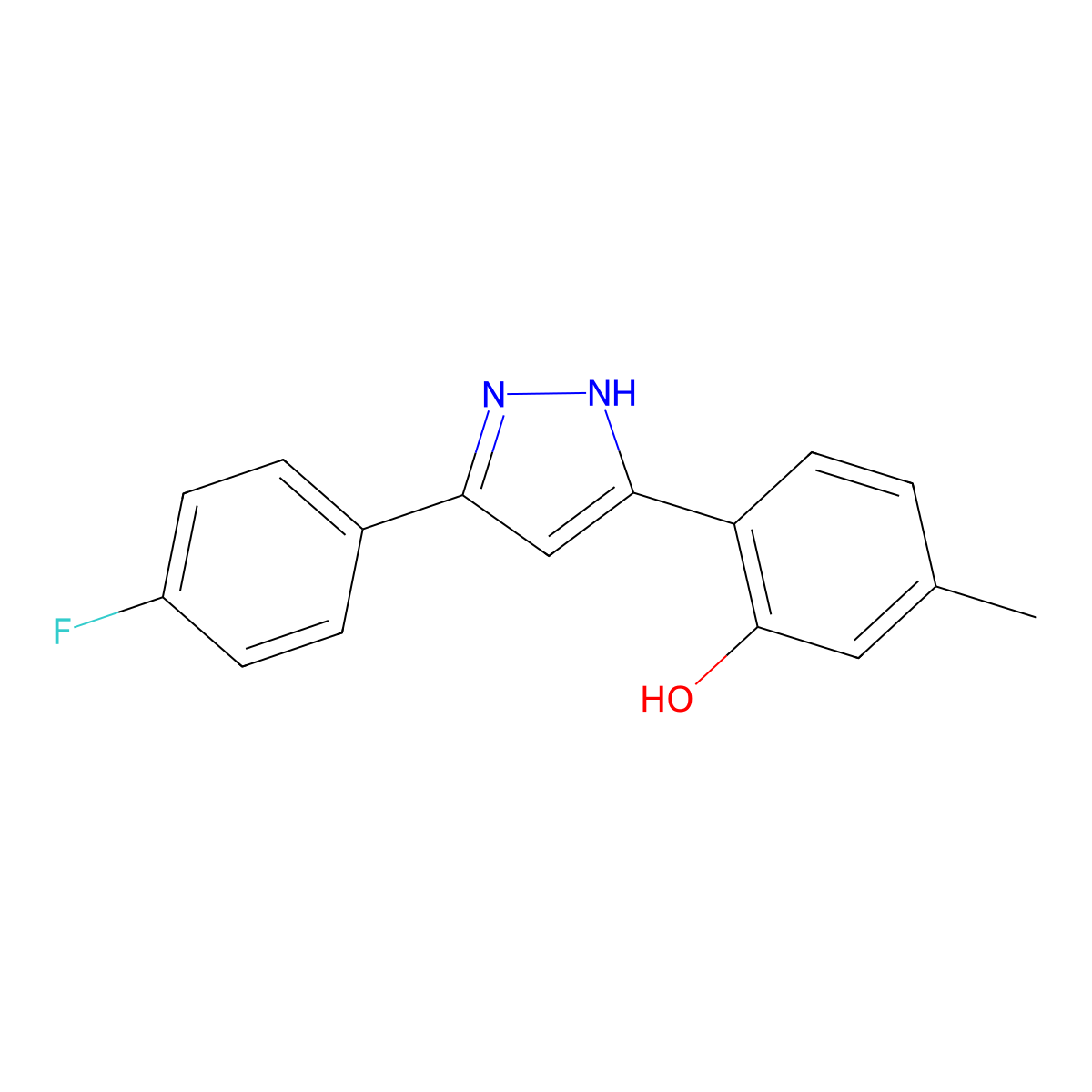 2-[5-(4-Fluoro-phenyl)-1H-pyrazol-3-yl]-5-methyl-phenol molecular structure, CAS 374910-05-1