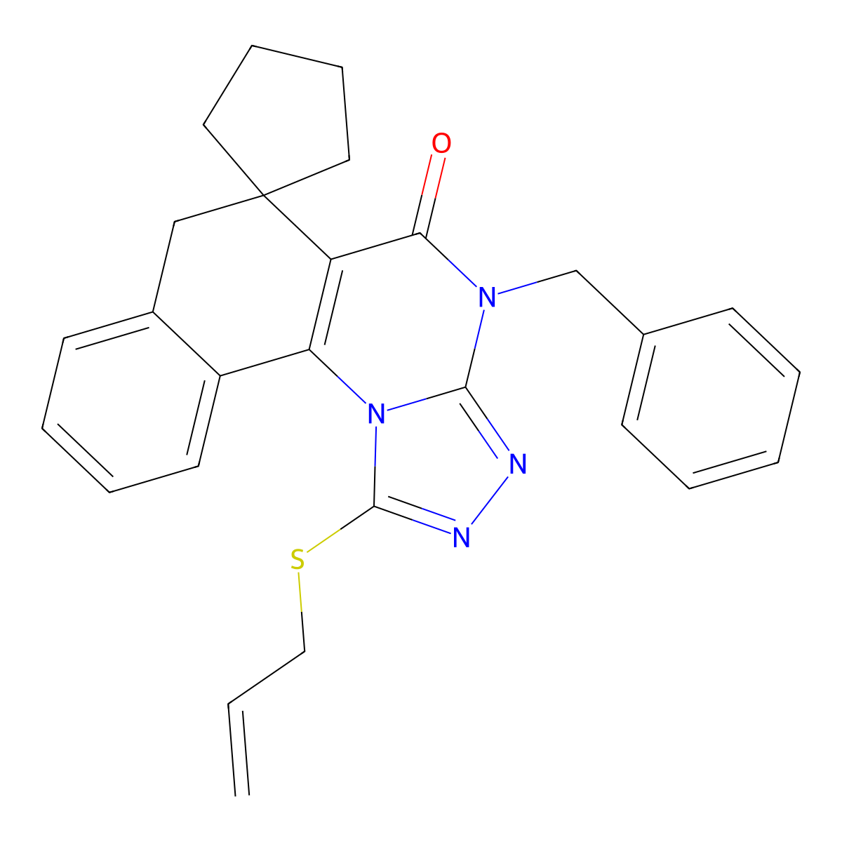 1-(allylthio)-4-benzyl-4H-spiro[benzo[h][1,2,4]triazolo[4,3-a]quinazoline-6,1'-cyclopentan]-5(7H)-one molecular structure, CAS 374910-64-2