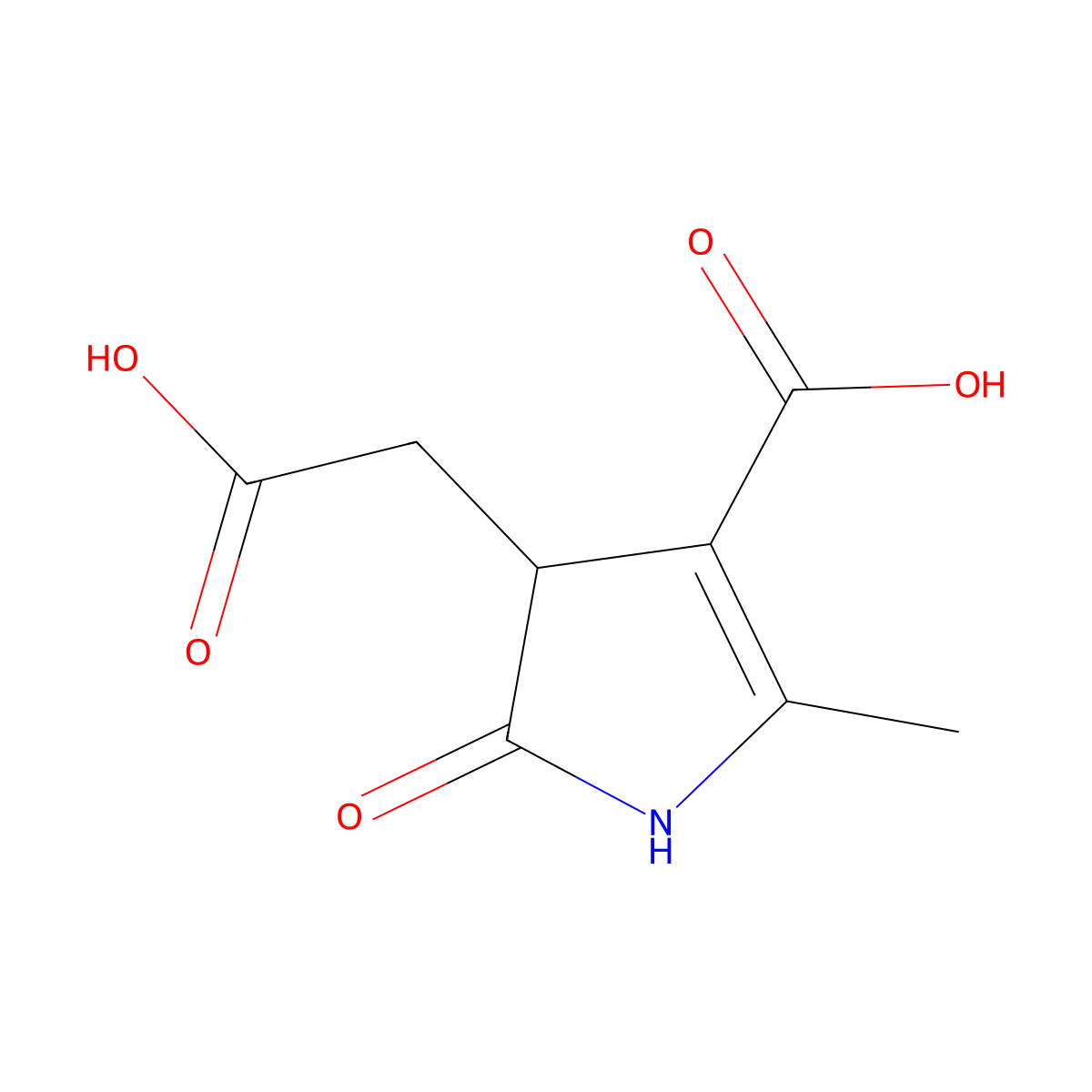 4-(carboxymethyl)-2-methyl-5-oxo-4,5-dihydro-1H-pyrrole-3-carboxylic acid molecular structure, CAS 374910-99-3