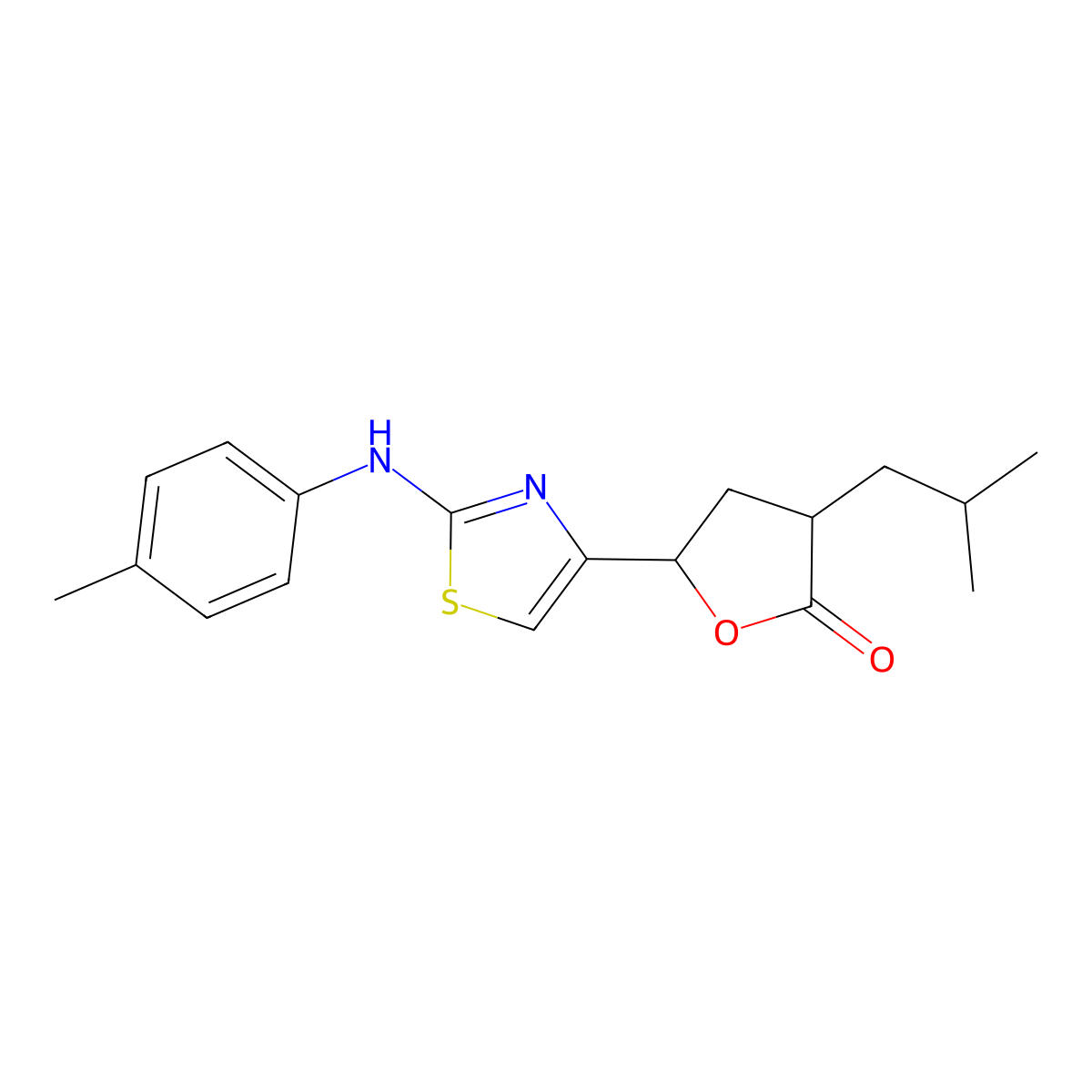 5-[2-(4-Methylanilino)-1,3-thiazol-4-yl]-3-(2-methylpropyl)oxolan-2-one molecular structure, CAS 374911-06-5