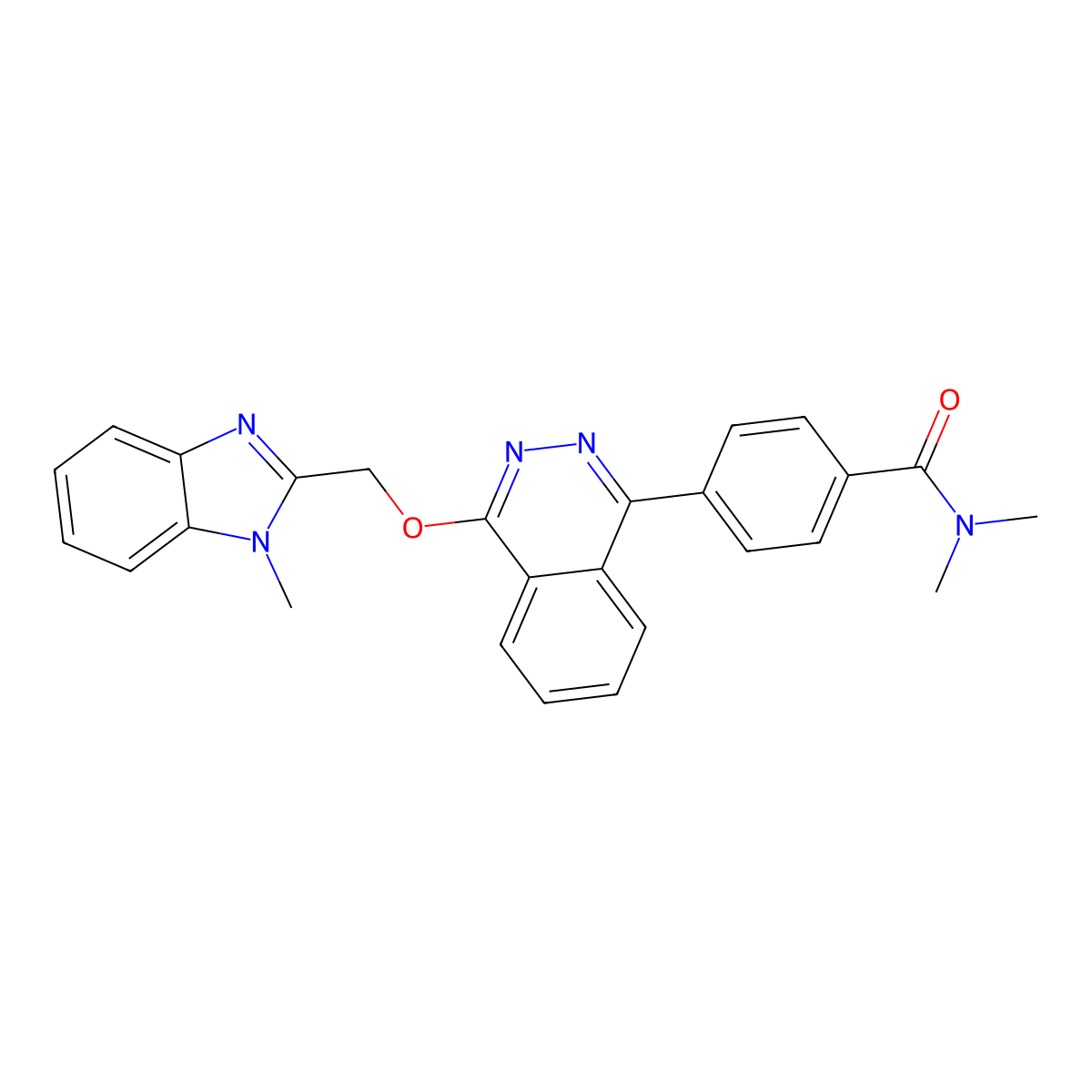N,N-dimethyl-4-[4-[(1-methylbenzimidazol-2-yl)methoxy]phthalazin-1-yl]benzamide molecular structure, CAS 374911-34-9