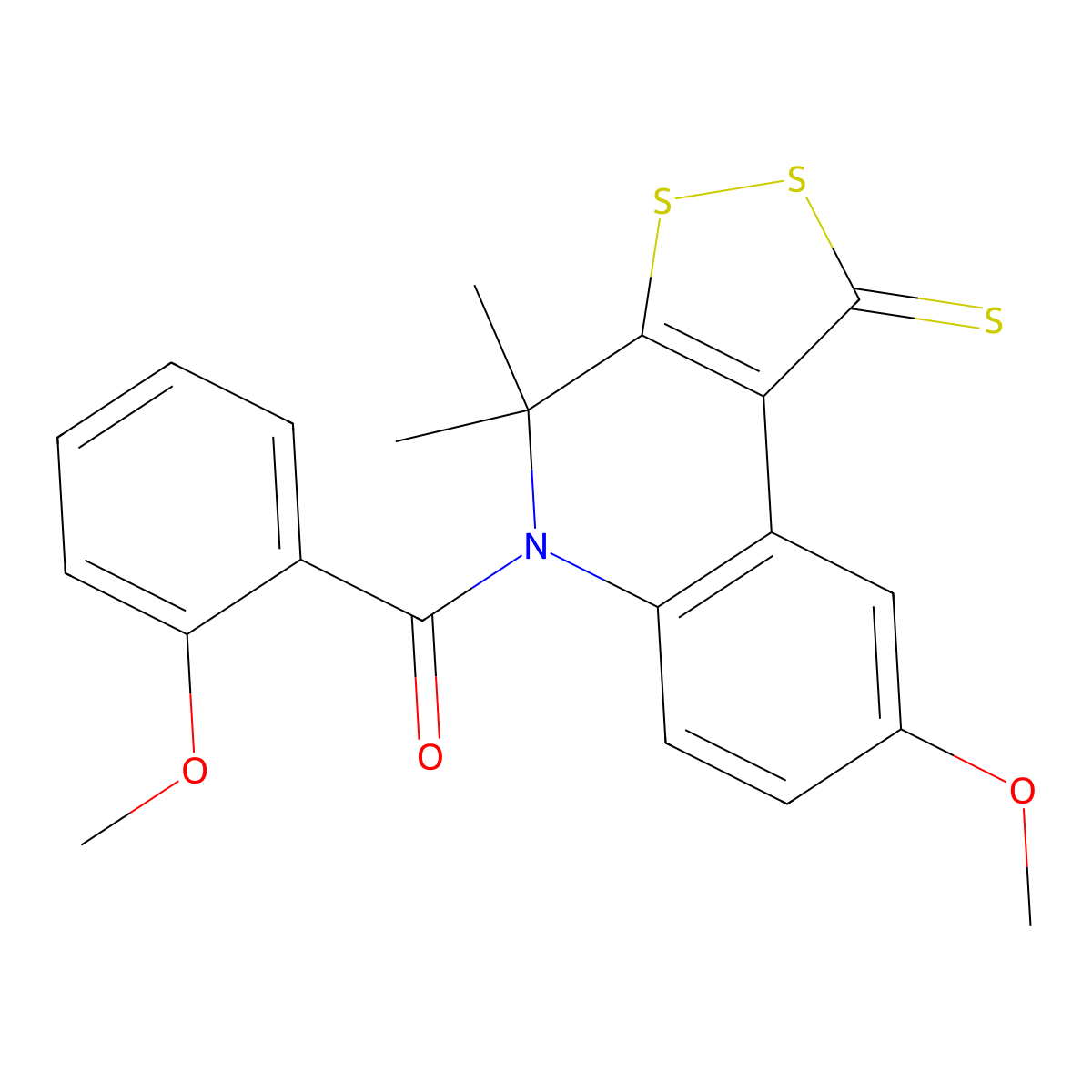 (8-Methoxy-4,4-dimethyl-1-sulfanylidenedithiolo[3,4-c]quinolin-5-yl)-(2-methoxyphenyl)methanone molecular structure, CAS 374911-55-4