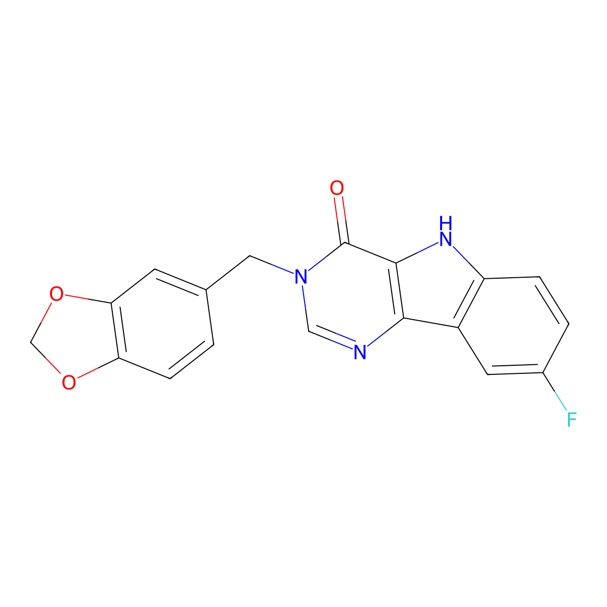 3-(1,3-benzodioxol-5-ylmethyl)-8-fluoro-3,5-dihydro-4H-pyrimido[5,4-b]indol-4-one molecular structure, CAS 374911-95-2