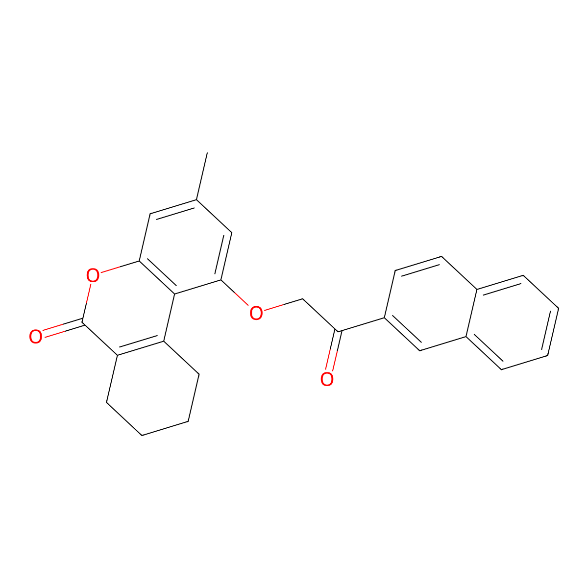 3-Methyl-1-(2-naphthalen-2-yl-2-oxoethoxy)-7,8,9,10-tetrahydrobenzo[c]chromen-6-one molecular structure, CAS 374912-40-0