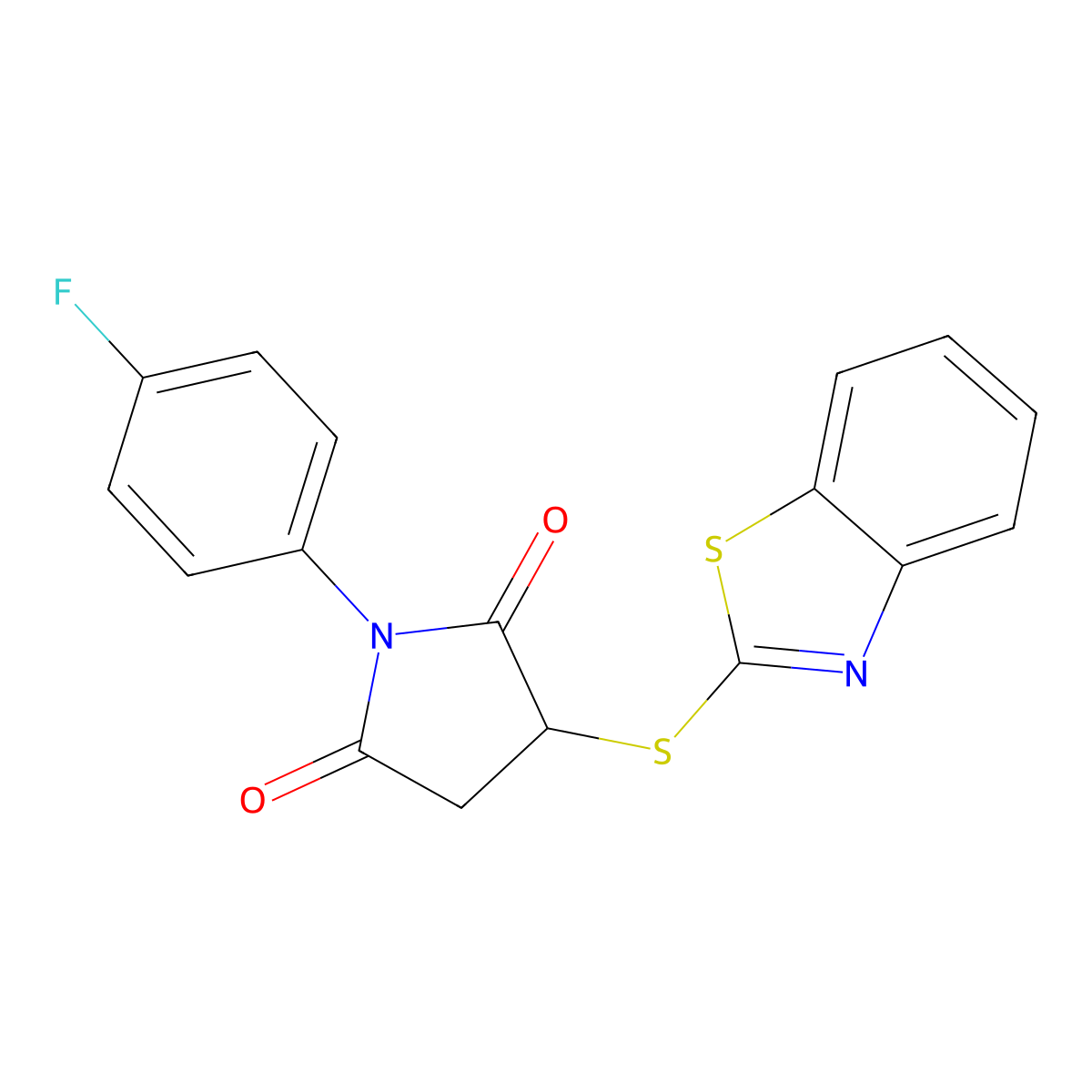 3-(1,3-Benzothiazol-2-ylsulfanyl)-1-(4-fluorophenyl)pyrrolidine-2,5-dione molecular structure, CAS 374912-52-4