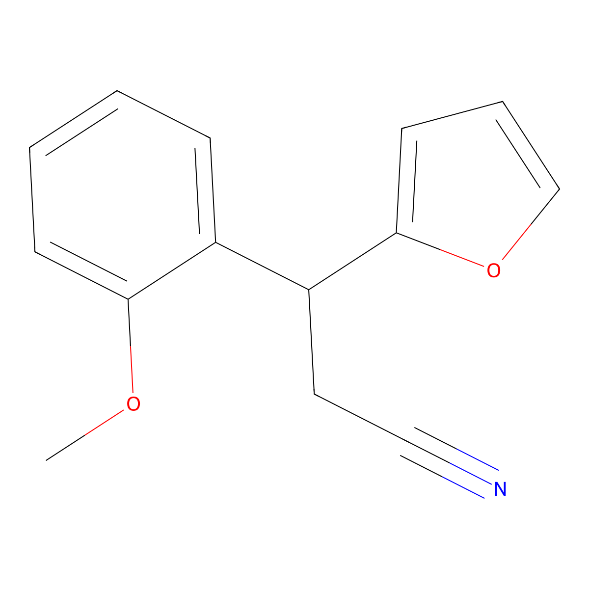 3-(Furan-2-yl)-3-(2-methoxyphenyl)propanenitrile molecular structure, CAS 374912-84-2