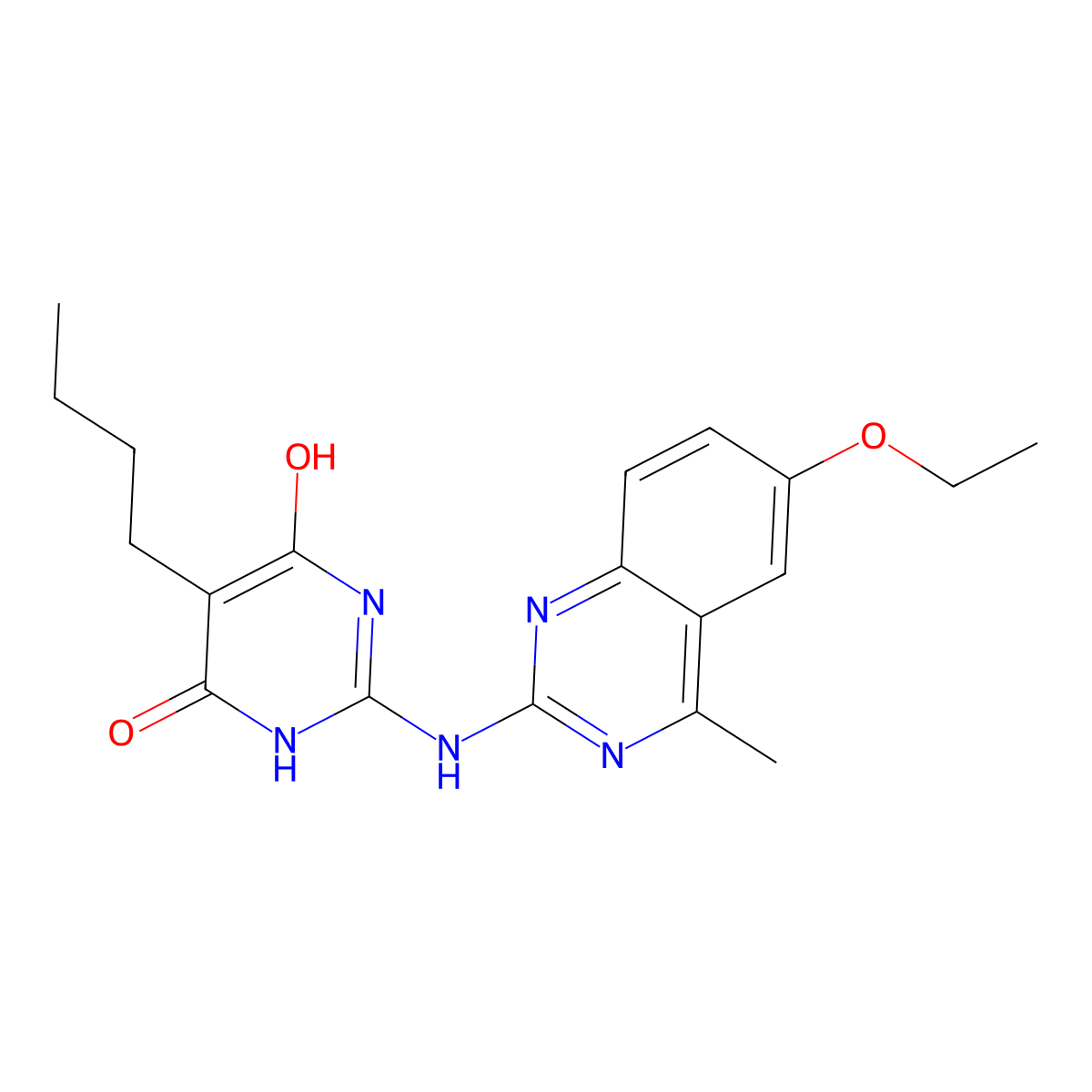 5-Butyl-2-[(6-ethoxy-4-methylquinazolin-2-yl)amino]pyrimidine-4,6-diol molecular structure, CAS 374913-14-1
