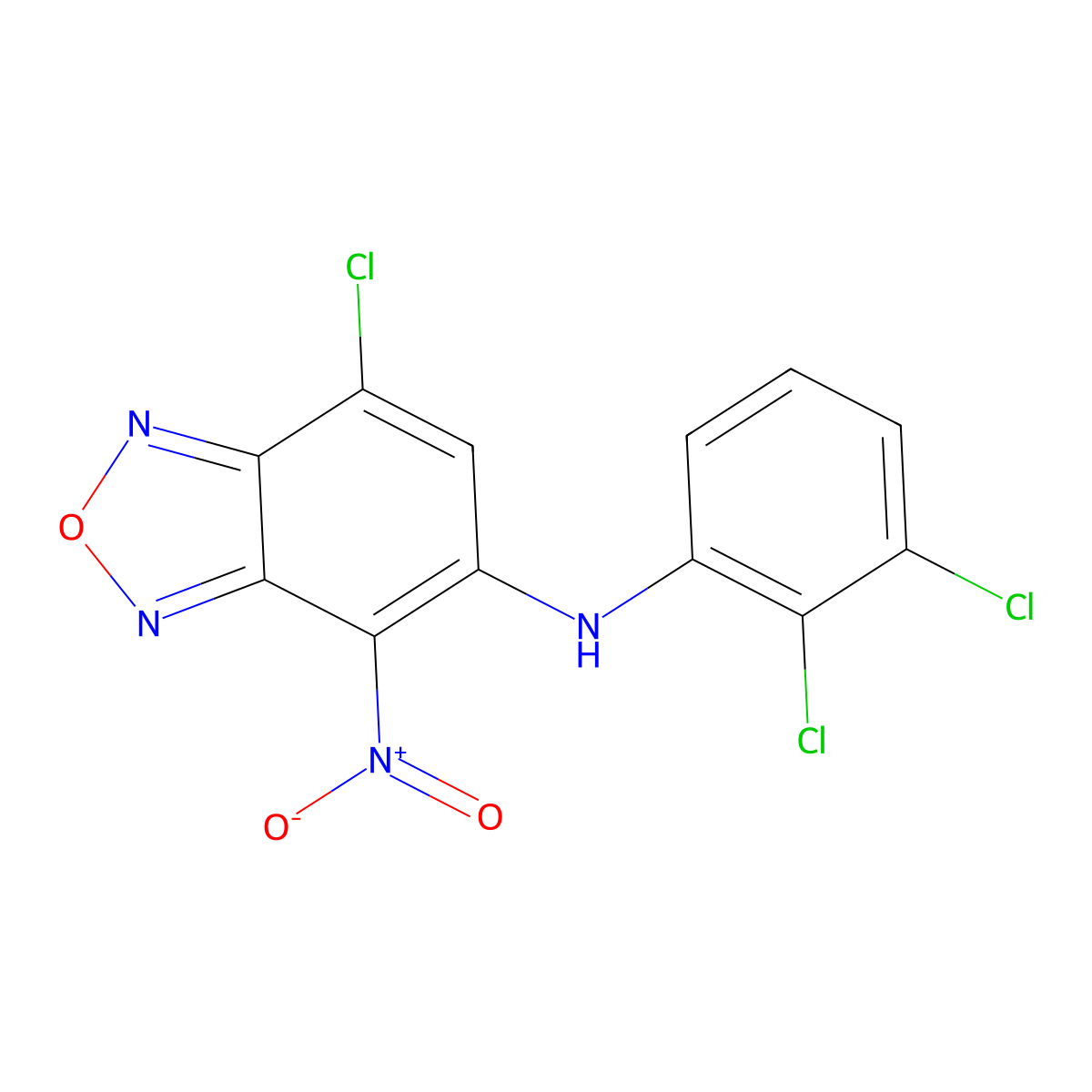7-chloro-N-(2,3-dichlorophenyl)-4-nitro-2,1,3-benzoxadiazol-5-amine molecular structure, CAS 374913-30-1