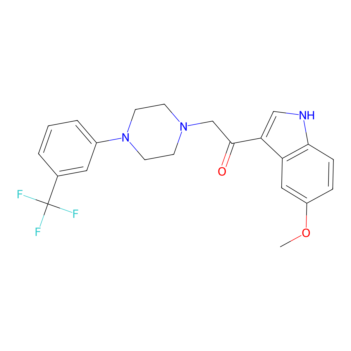 1-(5-methoxy-1H-indol-3-yl)-2-{4-[3-(trifluoromethyl)phenyl]piperazin-1-yl}ethanone molecular structure, CAS 374913-64-1