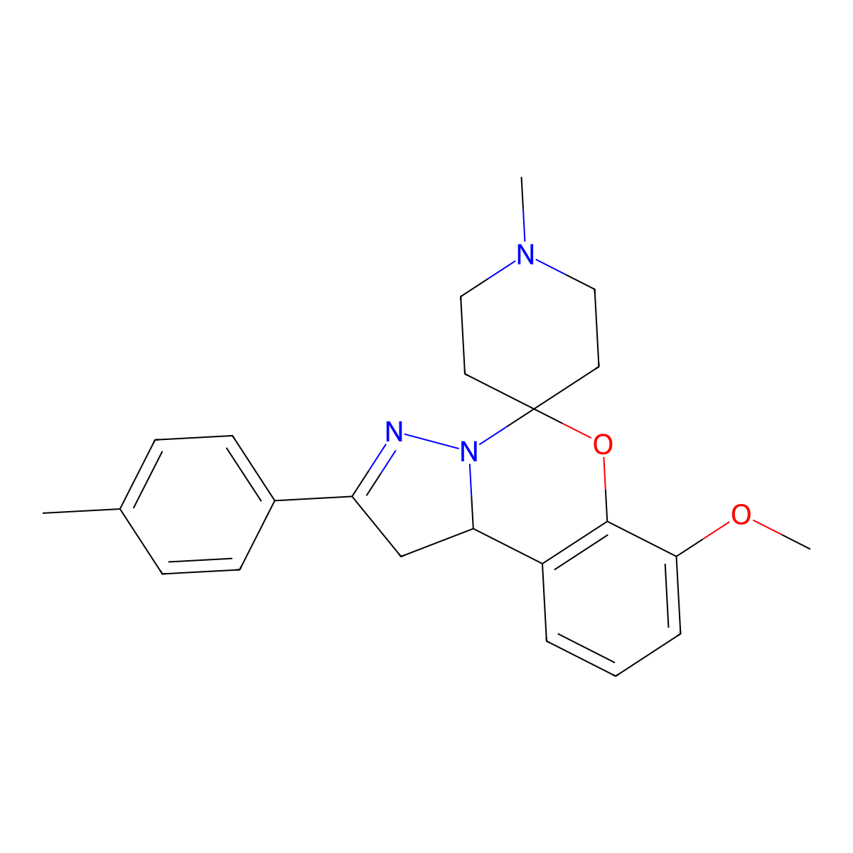 7-Methoxy-1'-methyl-2-(p-tolyl)-1,10b-dihydrospiro[benzo[e]pyrazolo[1,5-c][1,3]oxazine-5,4'-piperidine] molecular structure, CAS 374913-65-2