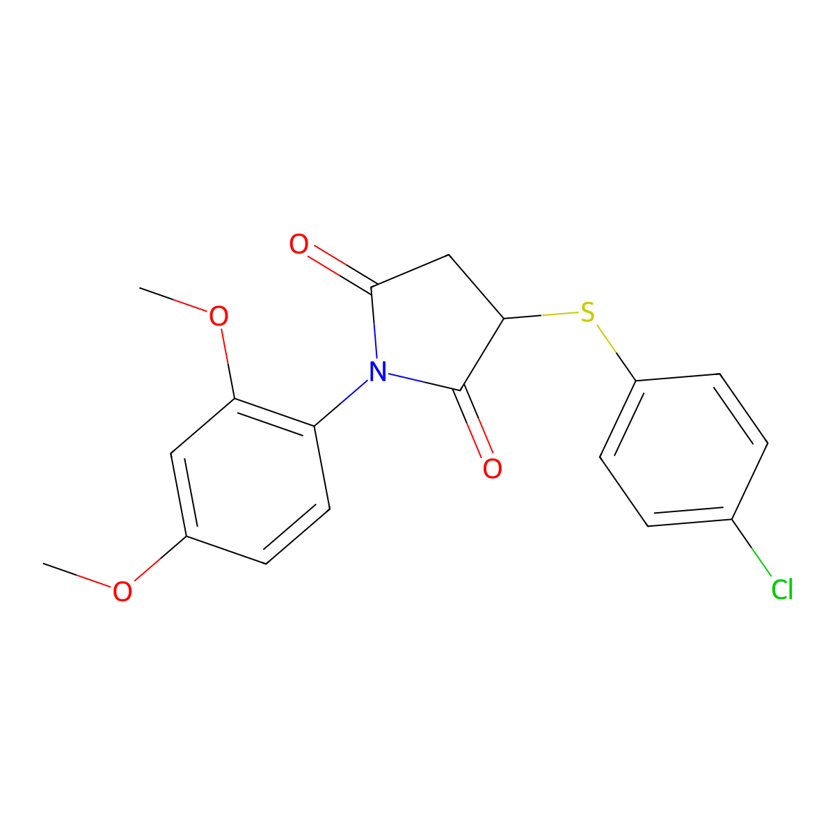 3-[(4-Chlorophenyl)sulfanyl]-1-(2,4-dimethoxyphenyl)pyrrolidine-2,5-dione molecular structure, CAS 374913-84-5