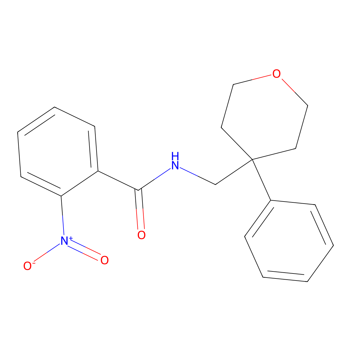 2-nitro-N-[(4-phenyloxan-4-yl)methyl]benzamide molecular structure, CAS 374913-94-7