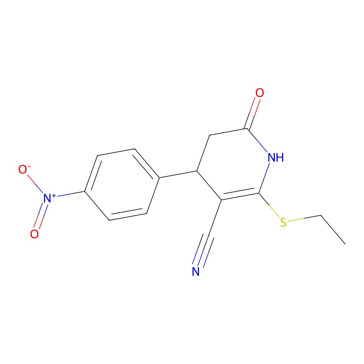 2-(Ethylsulfanyl)-4-(4-nitrophenyl)-6-oxo-1,4,5,6-tetrahydropyridine-3-carbonitrile molecular structure, CAS 374914-03-1