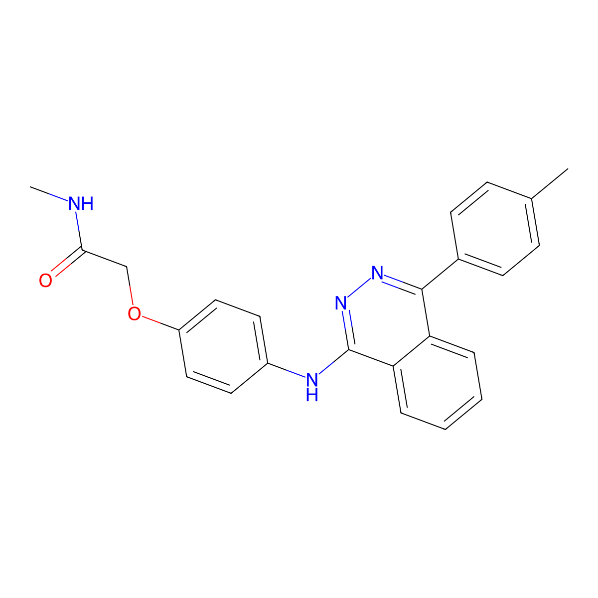 N-methyl-2-(4-{[4-(4-methylphenyl)phthalazin-1-yl]amino}phenoxy)acetamide molecular structure, CAS 374914-31-5