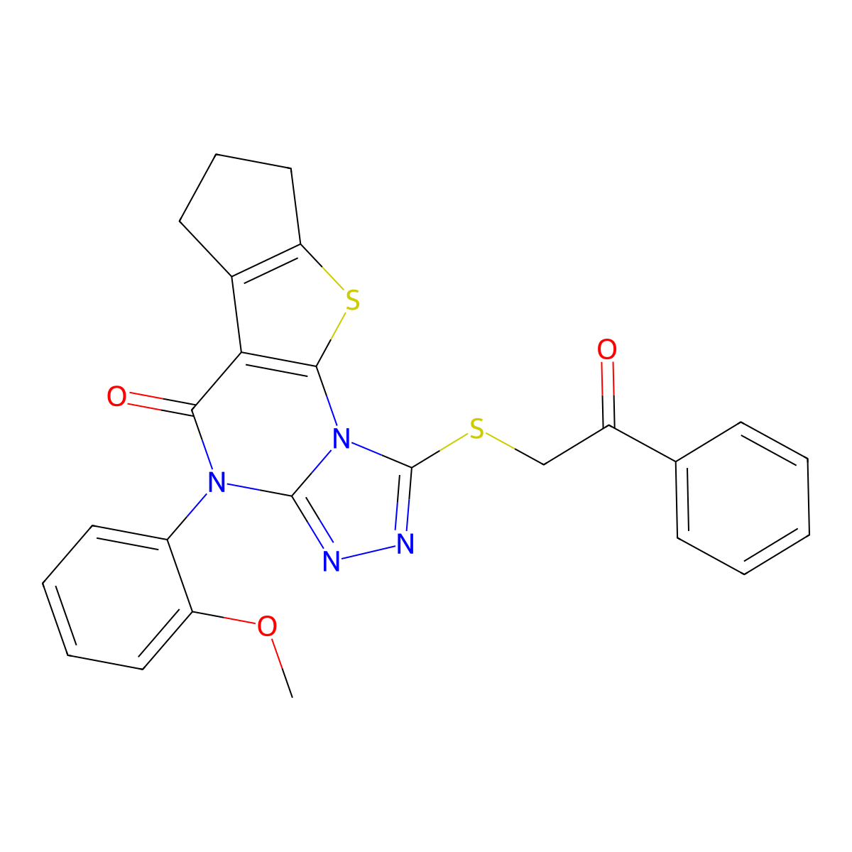 4-(2-methoxyphenyl)-1-[(2-oxo-2-phenylethyl)sulfanyl]-7,8-dihydro-6H-cyclopenta[4,5]thieno[3,2-e][1,2,4]triazolo[4,3-a]pyrimidin-5(4H)-one molecular structure, CAS 374914-79-1