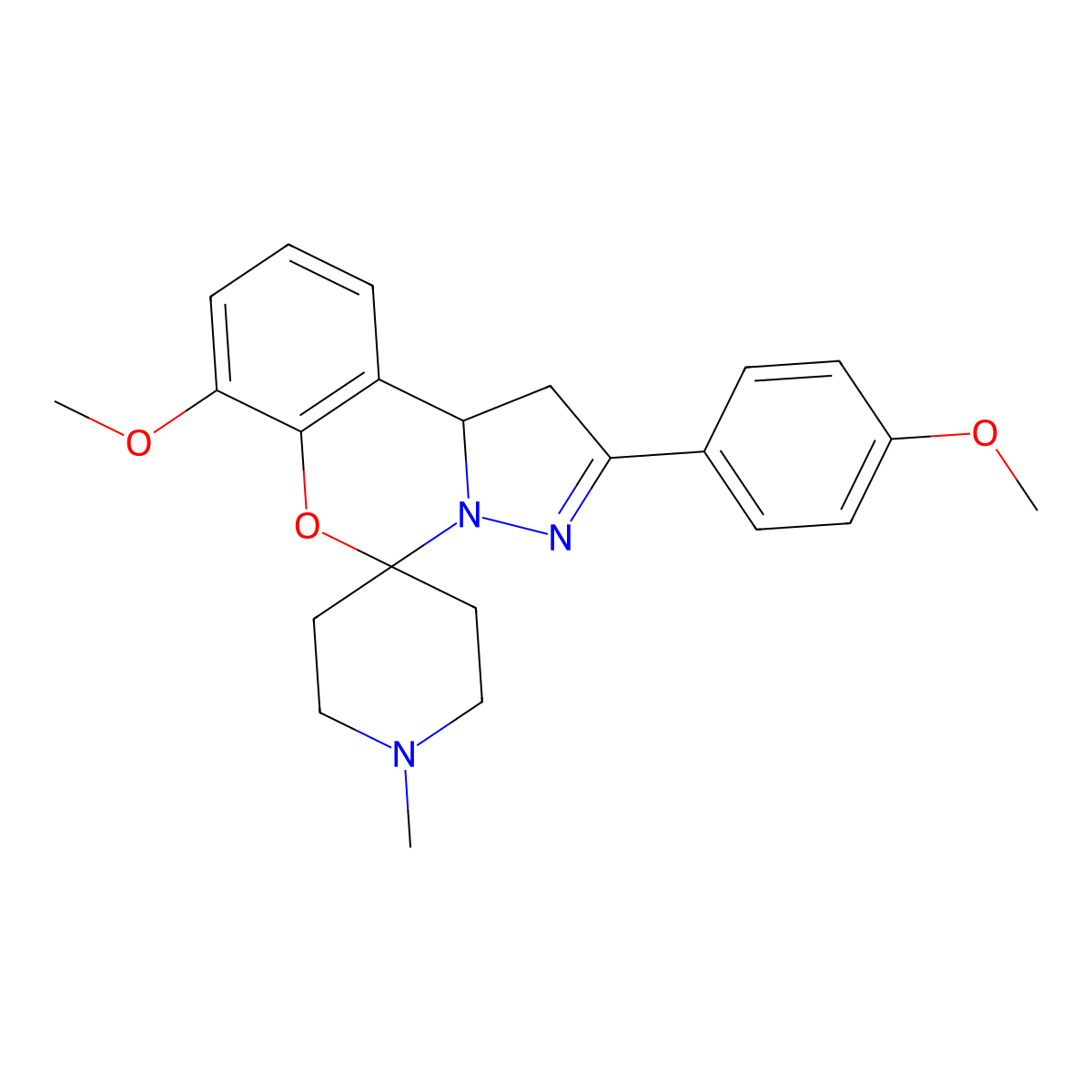 7-Methoxy-2-(4-methoxyphenyl)-1'-methyl-1,10b-dihydrospiro[benzo[e]pyrazolo[1,5-c][1,3]oxazine-5,4'-piperidine] molecular structure, CAS 374914-93-9