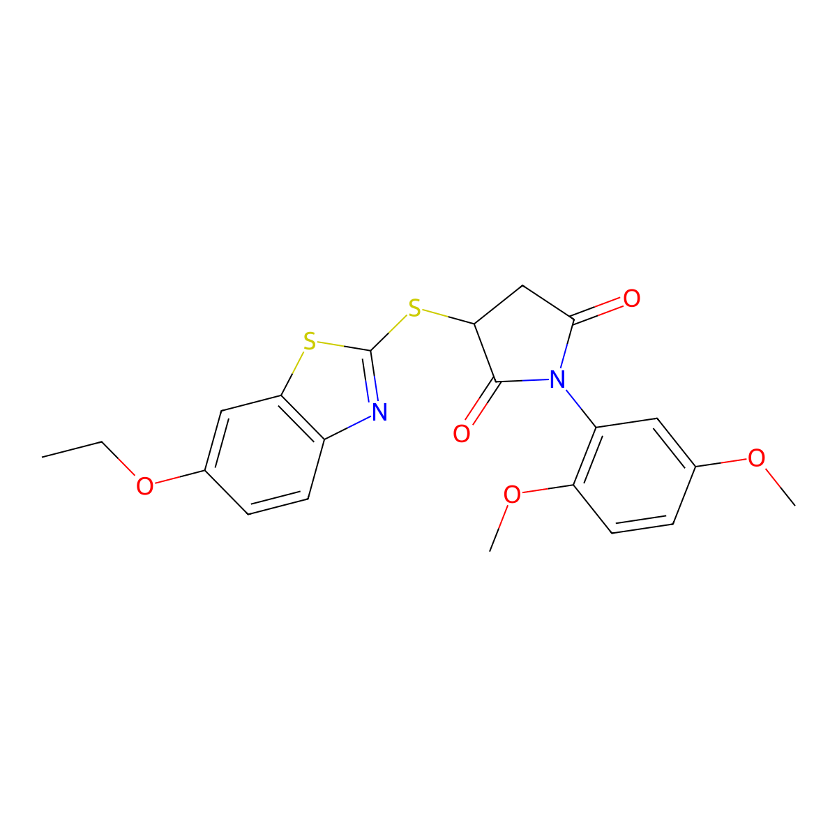 1-(2,5-Dimethoxyphenyl)-3-[(6-ethoxy-1,3-benzothiazol-2-yl)sulfanyl]pyrrolidine-2,5-dione molecular structure, CAS 374916-88-8