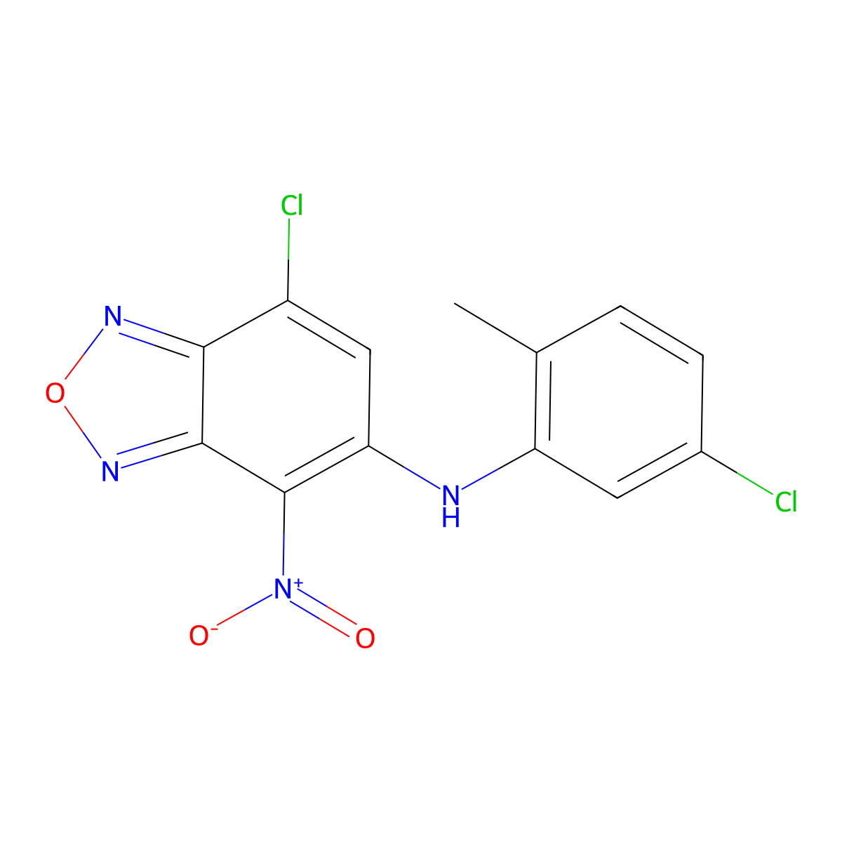 7-chloro-N-(5-chloro-2-methylphenyl)-4-nitro-2,1,3-benzoxadiazol-5-amine molecular structure, CAS 374917-27-8