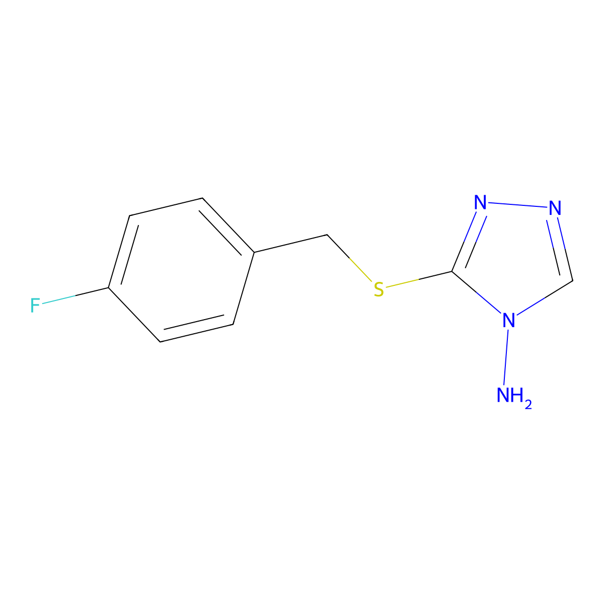 3-[(4-Fluorophenyl)methylsulfanyl]-1,2,4-triazol-4-amine molecular structure, CAS 374917-42-7