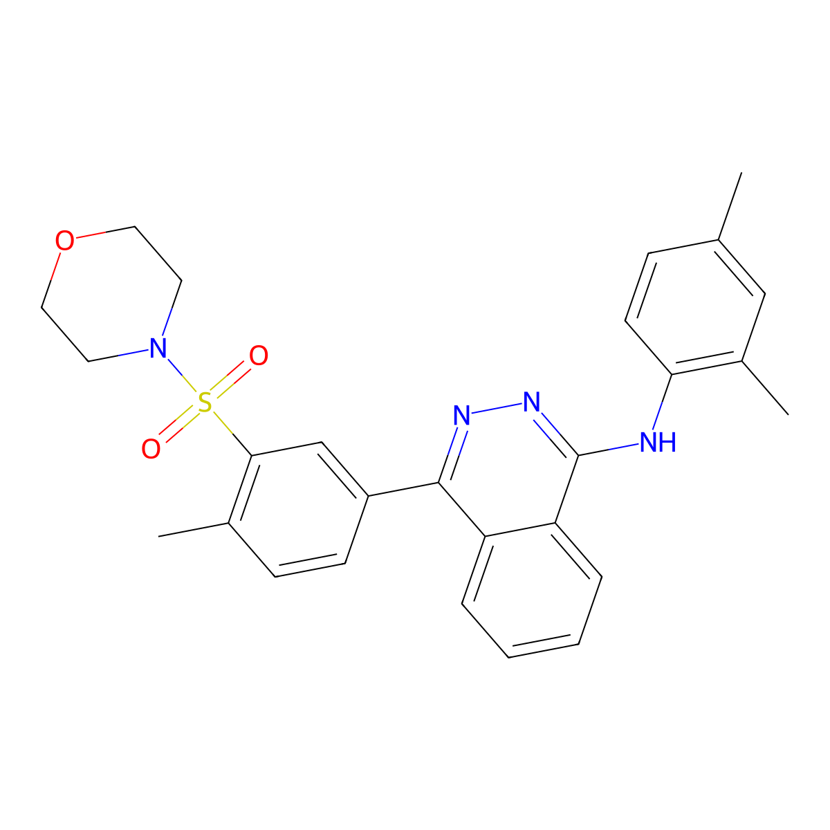 N-(2,4-dimethylphenyl)-4-[4-methyl-3-(morpholin-4-ylsulfonyl)phenyl]phthalazin-1-amine molecular structure, CAS 374917-65-4