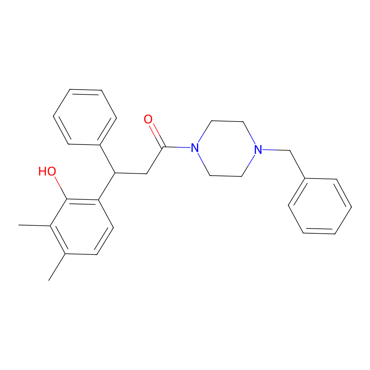 1-(4-Benzylpiperazin-1-yl)-3-(2-hydroxy-3,4-dimethylphenyl)-3-phenylpropan-1-one molecular structure, CAS 374917-86-9