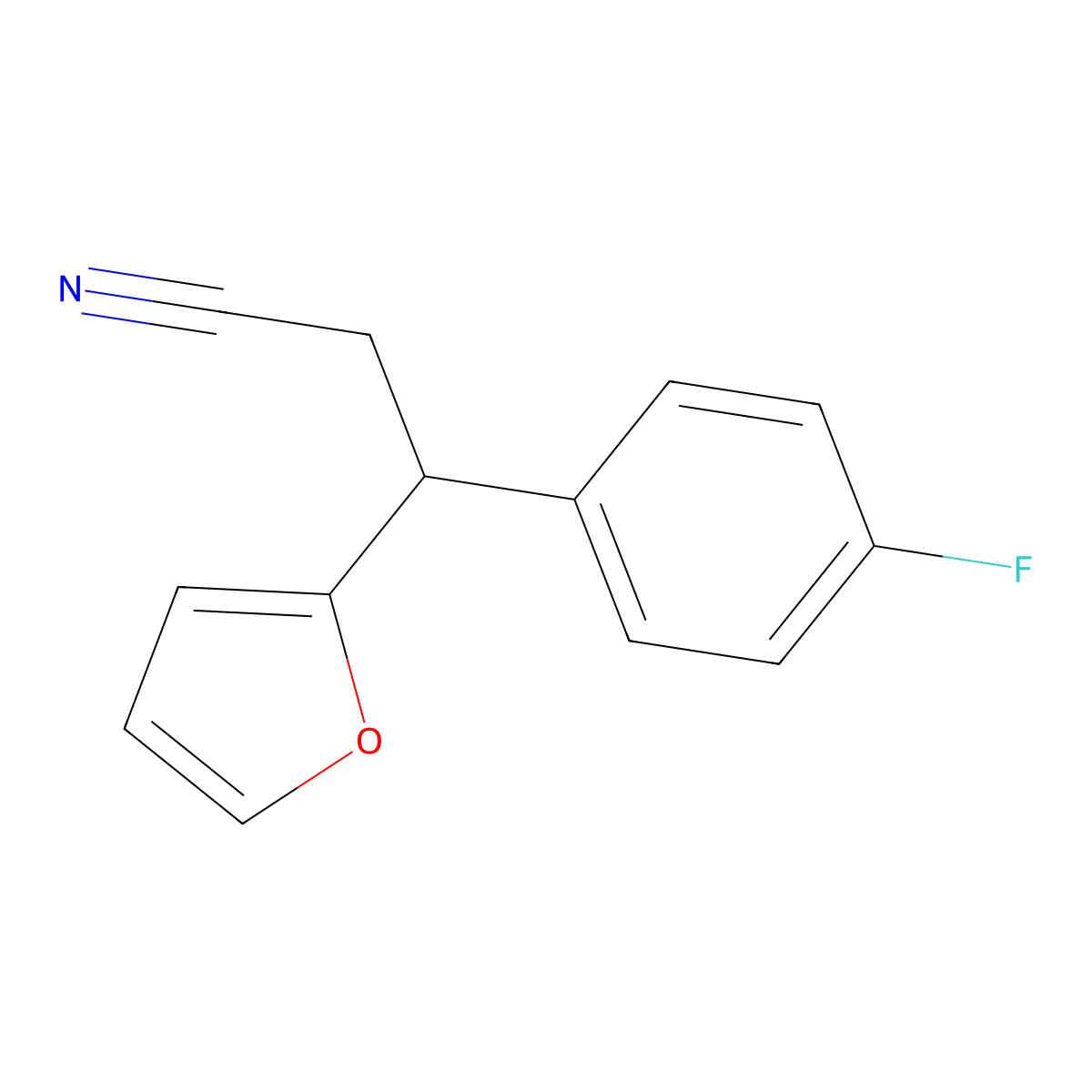 3-(4-Fluorophenyl)-3-(furan-2-yl)propanenitrile molecular structure, CAS 374918-00-0