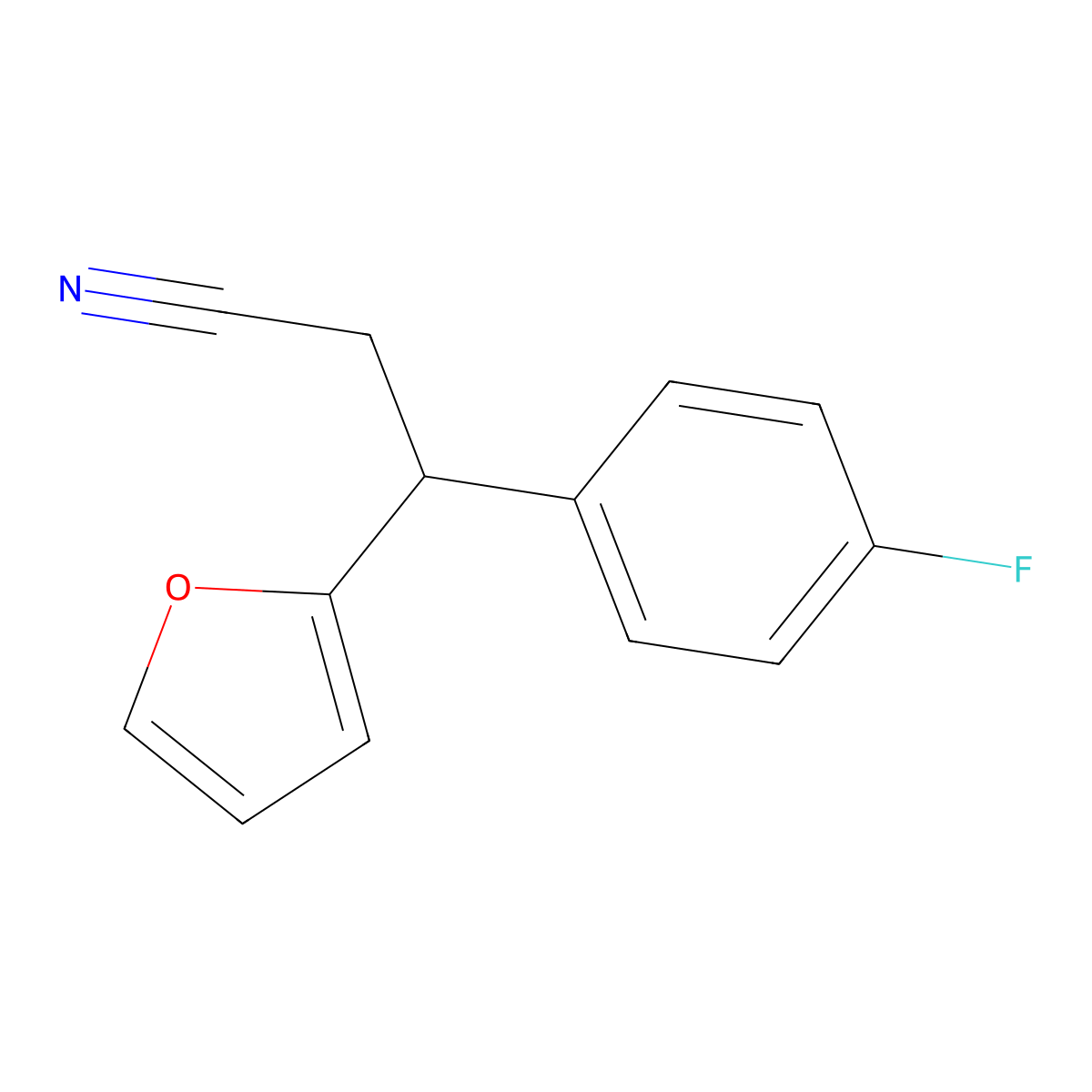 3-(4-Fluorophenyl)-3-(furan-2-yl)propanenitrile molecular structure, CAS 374918-00-0
