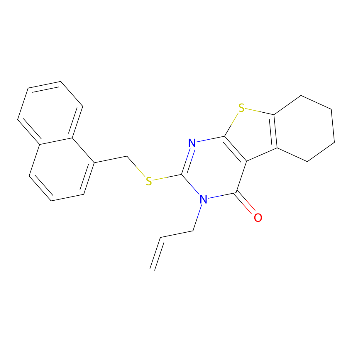 2-(Naphthalen-1-ylmethylsulfanyl)-3-prop-2-enyl-5,6,7,8-tetrahydro-[1]benzothiolo[2,3-d]pyrimidin-4-one molecular structure, CAS 374918-19-1