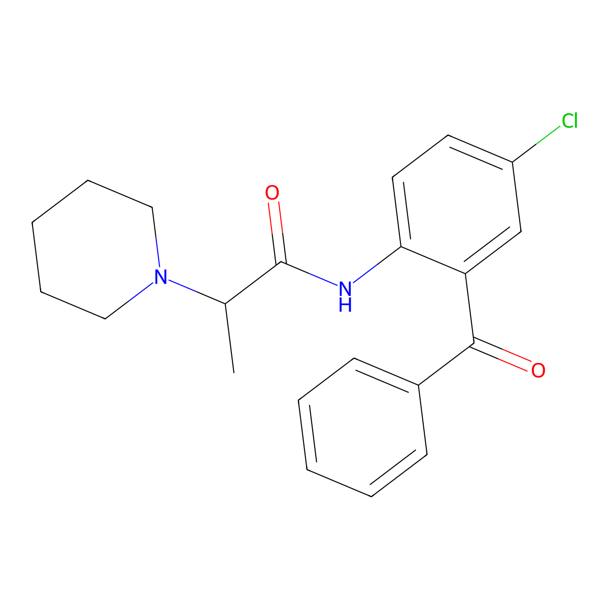 N-(2-benzoyl-4-chlorophenyl)-2-(piperidin-1-yl)propanamide molecular structure, CAS 374918-97-5