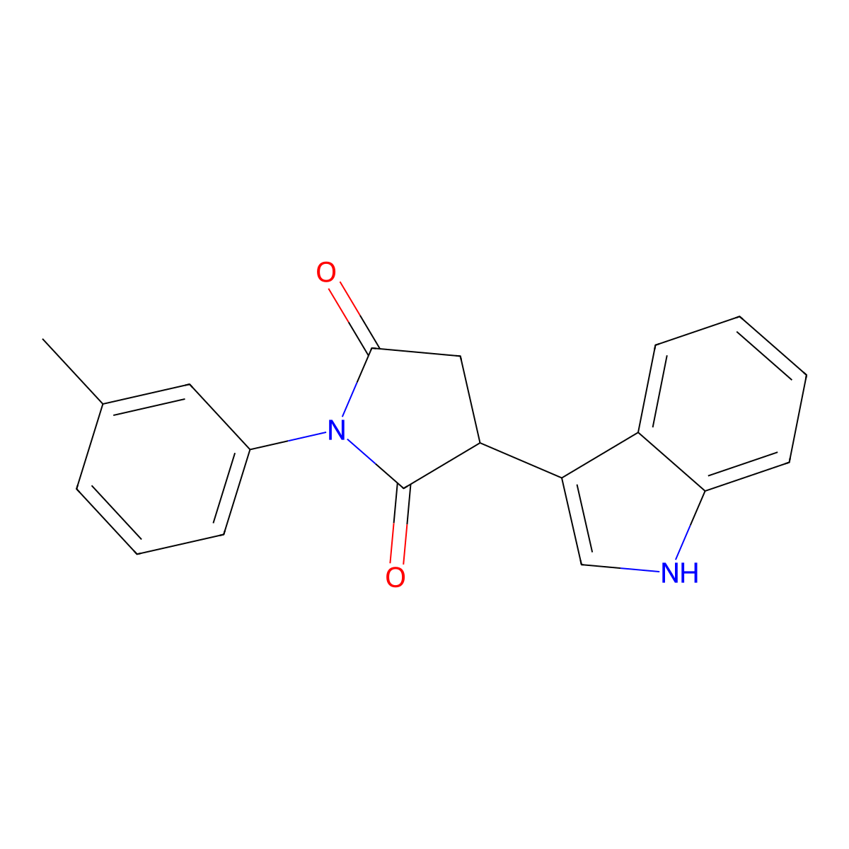3-(1H-indol-3-yl)-1-(3-methylphenyl)pyrrolidine-2,5-dione molecular structure, CAS 374919-32-1