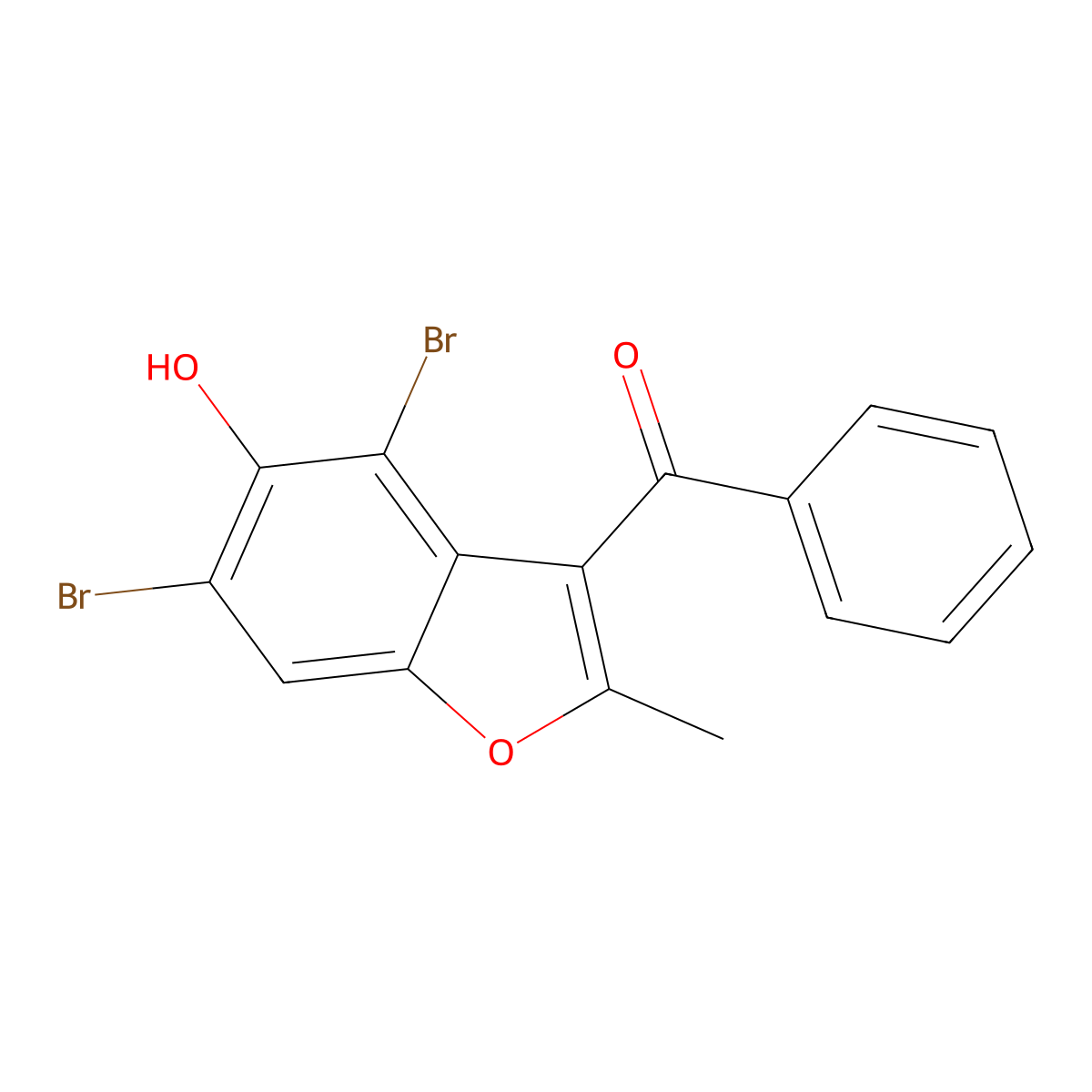 (4,6-Dibromo-5-hydroxy-2-methyl-1-benzofuran-3-yl)-phenylmethanone molecular structure, CAS 374919-54-7
