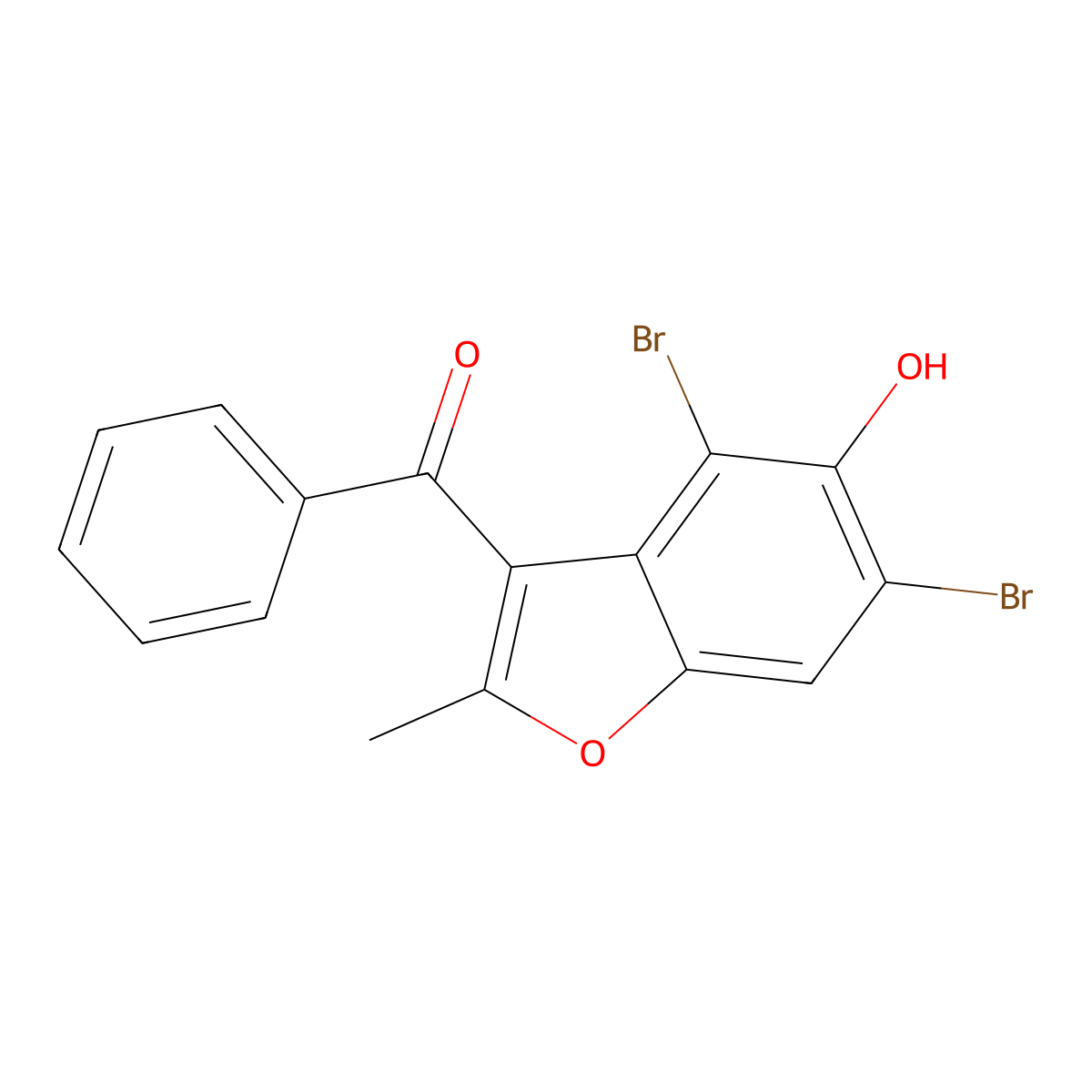 (4,6-Dibromo-5-hydroxy-2-methyl-1-benzofuran-3-yl)-phenylmethanone molecular structure, CAS 374919-54-7