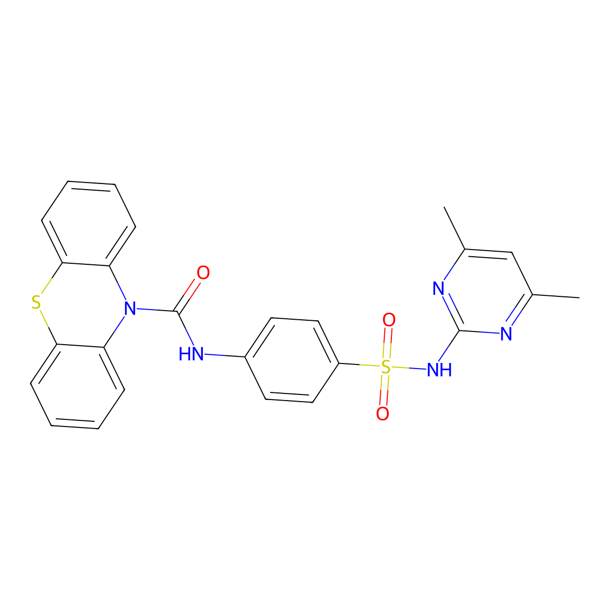 N-[4-[(4,6-dimethylpyrimidin-2-yl)sulfamoyl]phenyl]phenothiazine-10-carboxamide molecular structure, CAS 374920-90-8