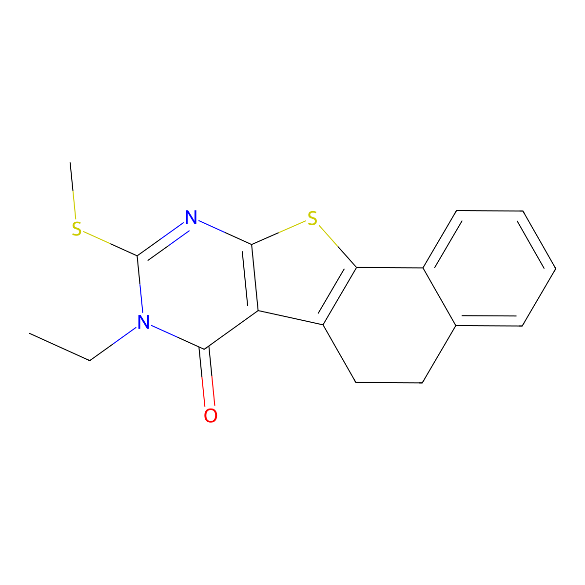 8-ethyl-9-(methylsulfanyl)-5,8-dihydronaphtho[2',1':4,5]thieno[2,3-d]pyrimidin-7(6H)-one molecular structure, CAS 374921-08-1