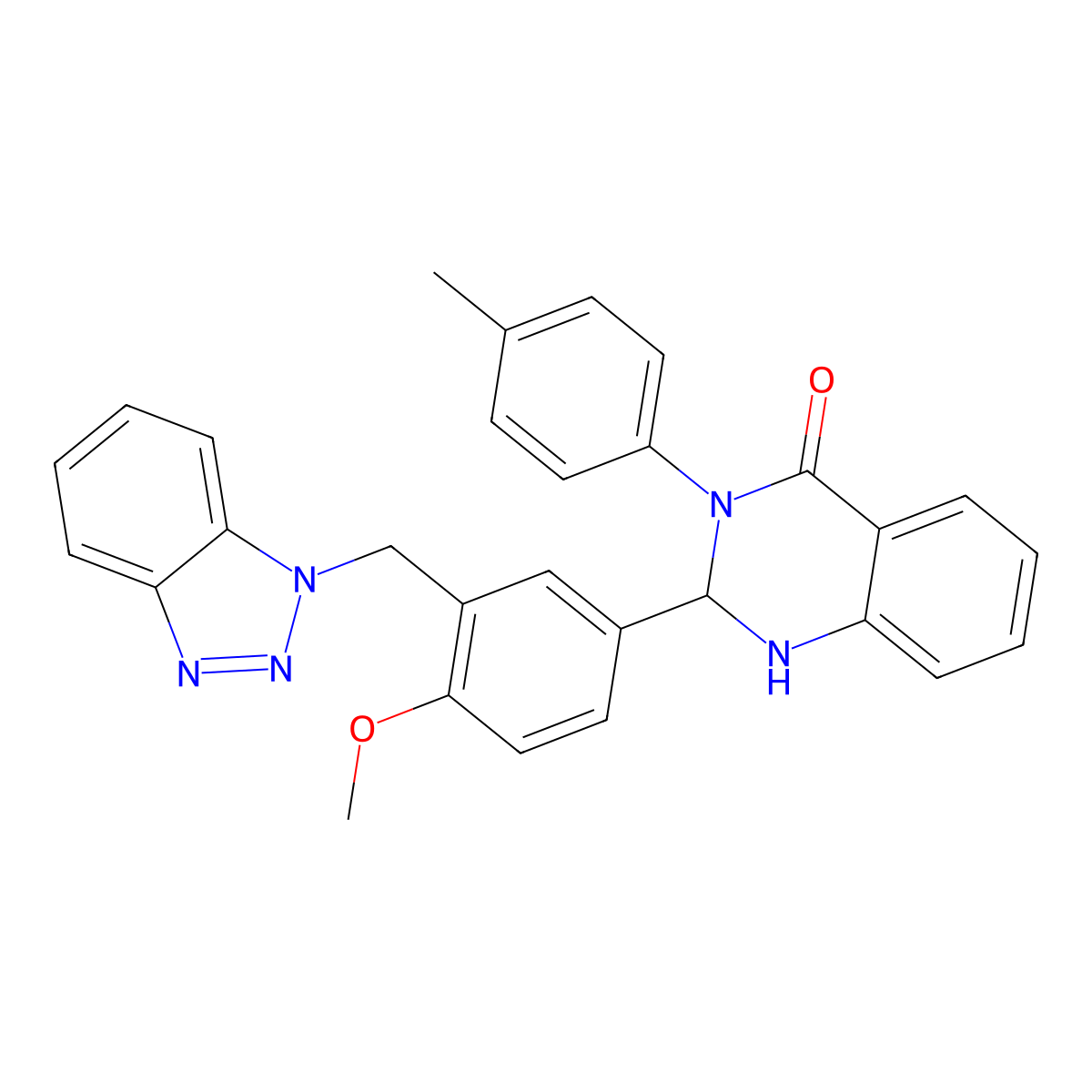 2-[3-(Benzotriazol-1-ylmethyl)-4-methoxyphenyl]-3-(4-methylphenyl)-1,2-dihydroquinazolin-4-one molecular structure, CAS 374921-56-9