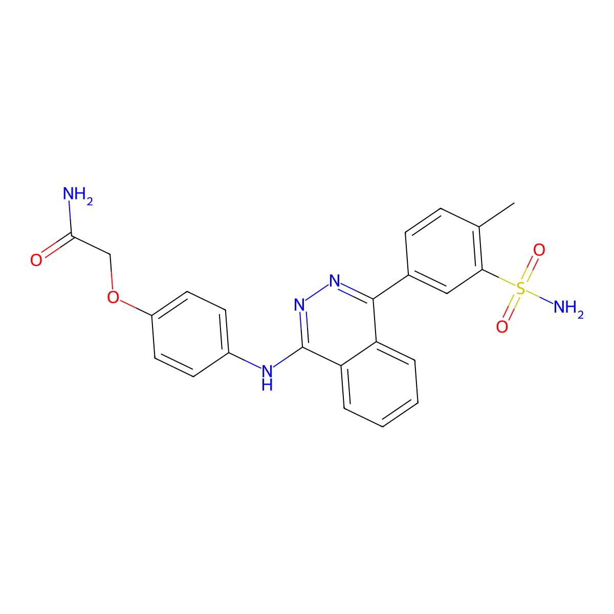 2-(4-{[4-(4-Methyl-3-sulfamoylphenyl)phthalazin-1-yl]amino}phenoxy)acetamide molecular structure, CAS 374922-26-6
