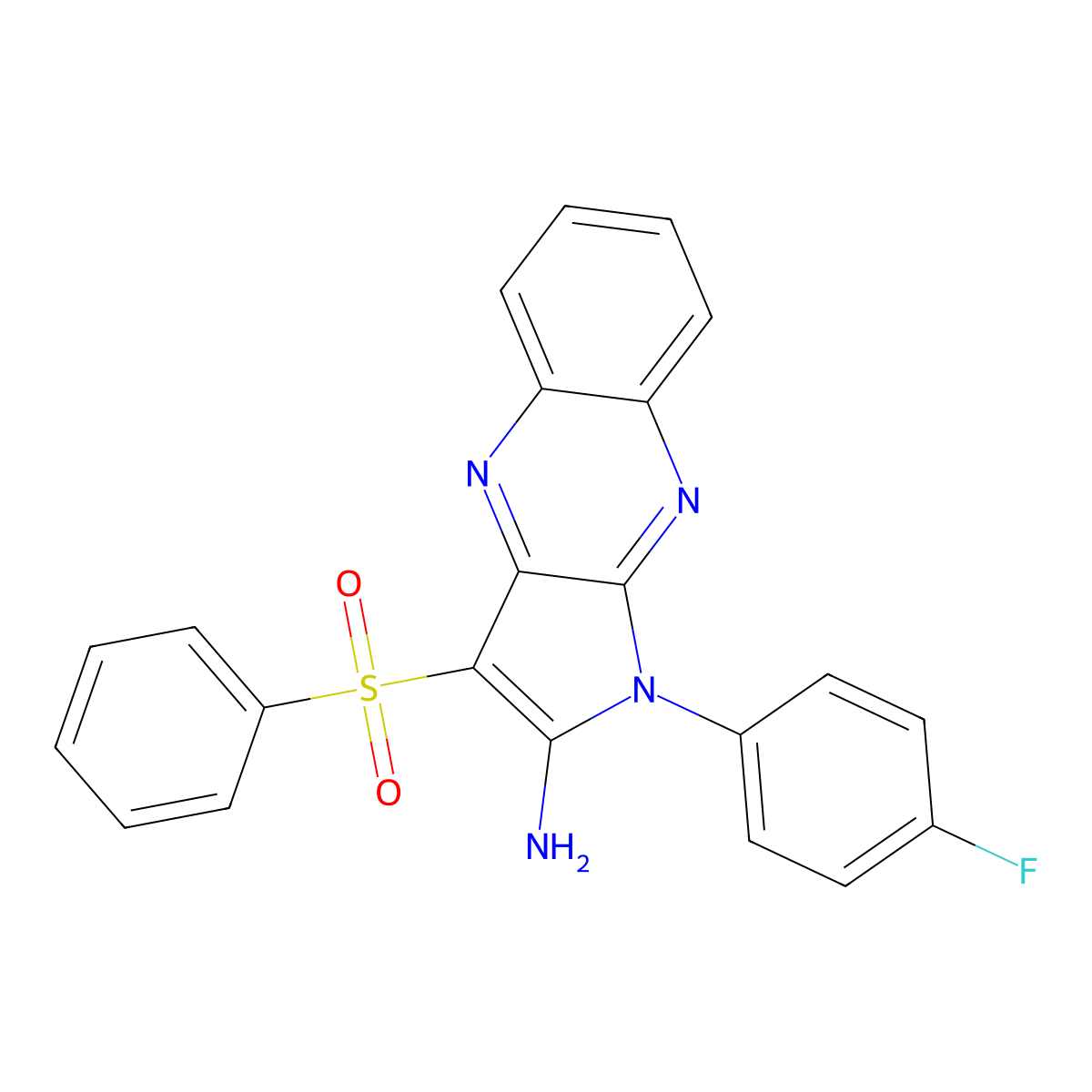 1-(4-fluorophenyl)-3-(phenylsulfonyl)-1H-pyrrolo[2,3-b]quinoxalin-2-amine molecular structure, CAS 374922-43-7