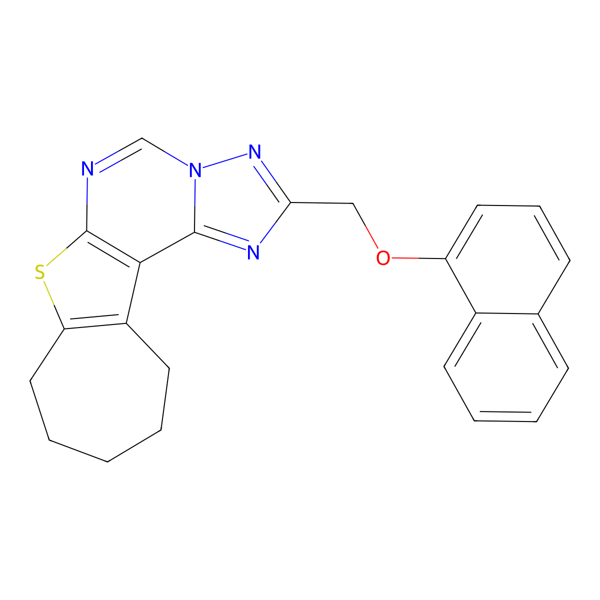 1-naphthyl 9,10,11,12-tetrahydro-8H-cyclohepta[4,5]thieno[3,2-e][1,2,4]triazolo[1,5-c]pyrimidin-2-ylmethyl ether molecular structure, CAS 374922-82-4