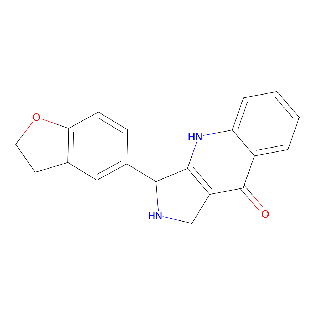 (R)-1,2,3,4-Tetrahydro-3-(2,3-dihydrobenzofuran-5-yl)-9H-pyrrolo-[3,4-b]quinolin-9-one molecular structure, CAS 374932-50-0