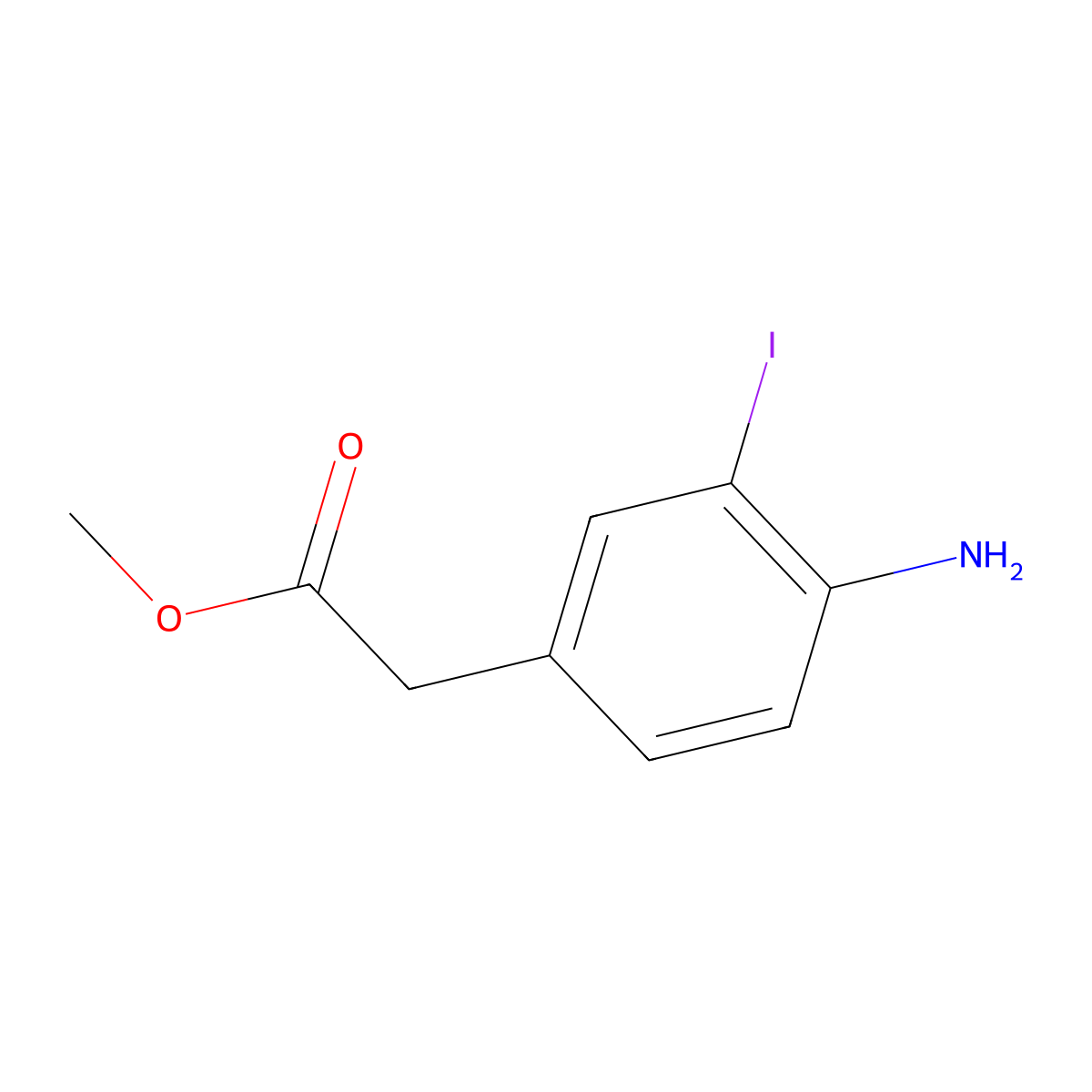 Methyl 2-(4-amino-3-iodophenyl)acetate molecular structure, CAS 374933-81-0