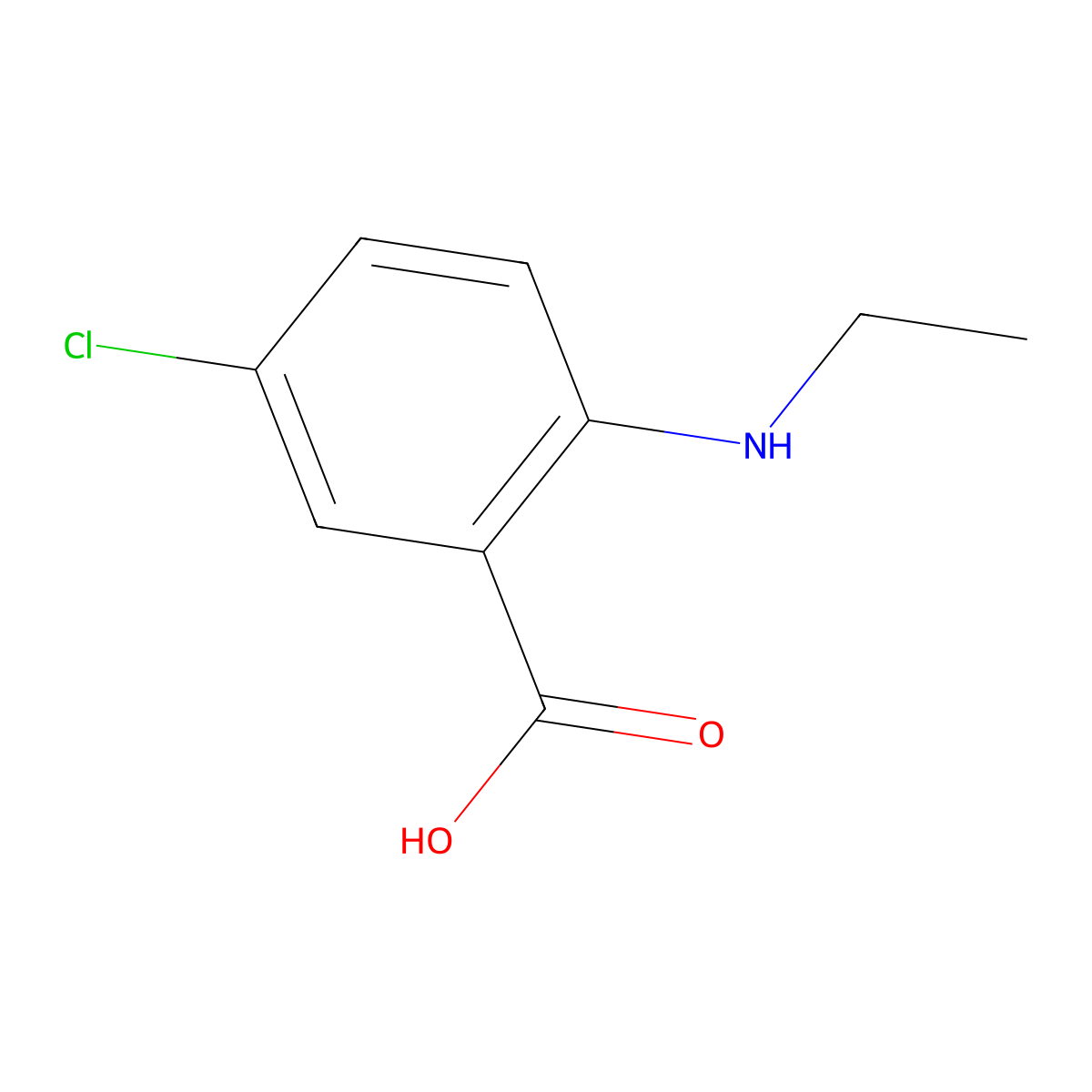 5-Chloro-2-(ethylamino)benzoic acid molecular structure, CAS 37494-82-9
