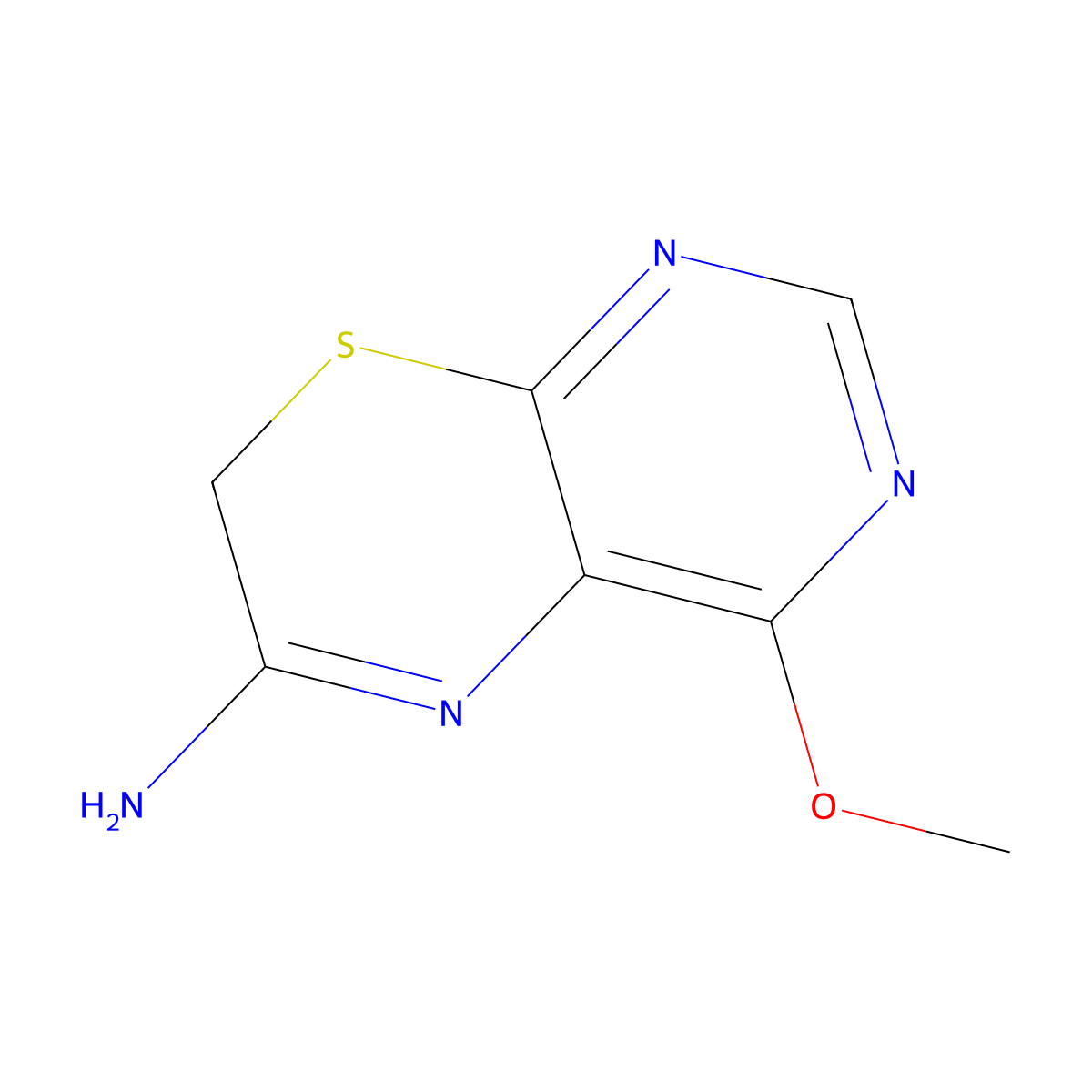 7H-Pyrimido(4,5-b)(1,4)thiazine, 6-amino-4-methoxy- molecular structure, CAS 37497-00-0